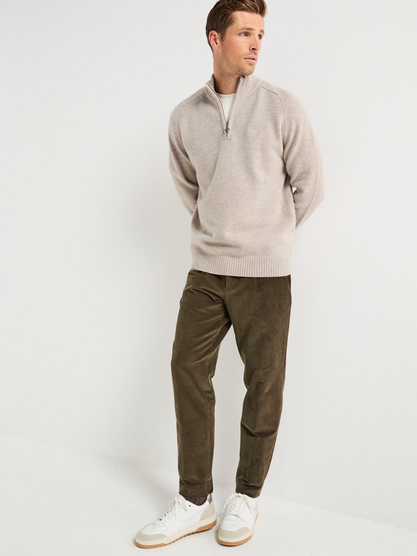  image of barbour-grangetown-half-zip-knitted-jumper--light-grey