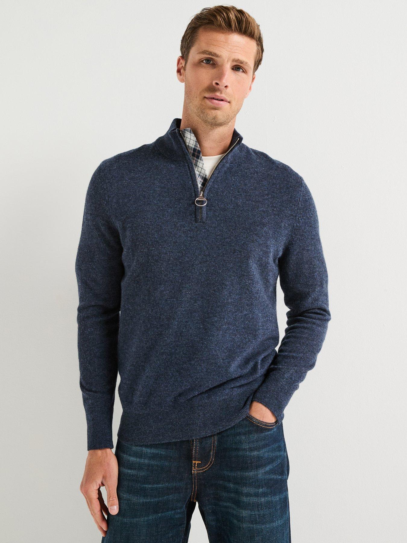 Barbour Waterbury Cashmere Blend Half Zip Sweater - Navy
