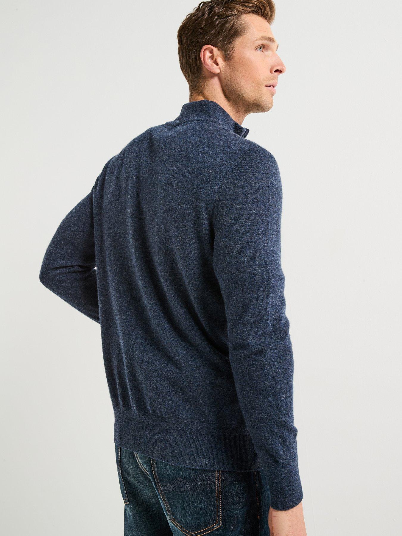 Image 2 of 5 of Barbour Waterbury Cashmere Blend Half Zip Sweater - Navy