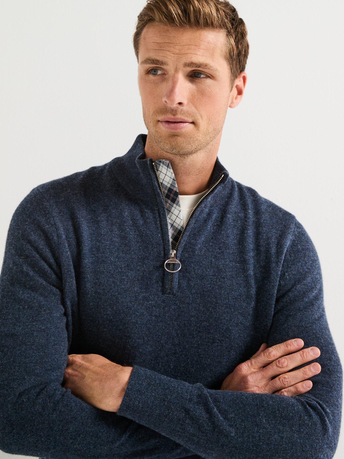 Image 5 of 5 of Barbour Waterbury Cashmere Blend Half Zip Sweater - Navy
