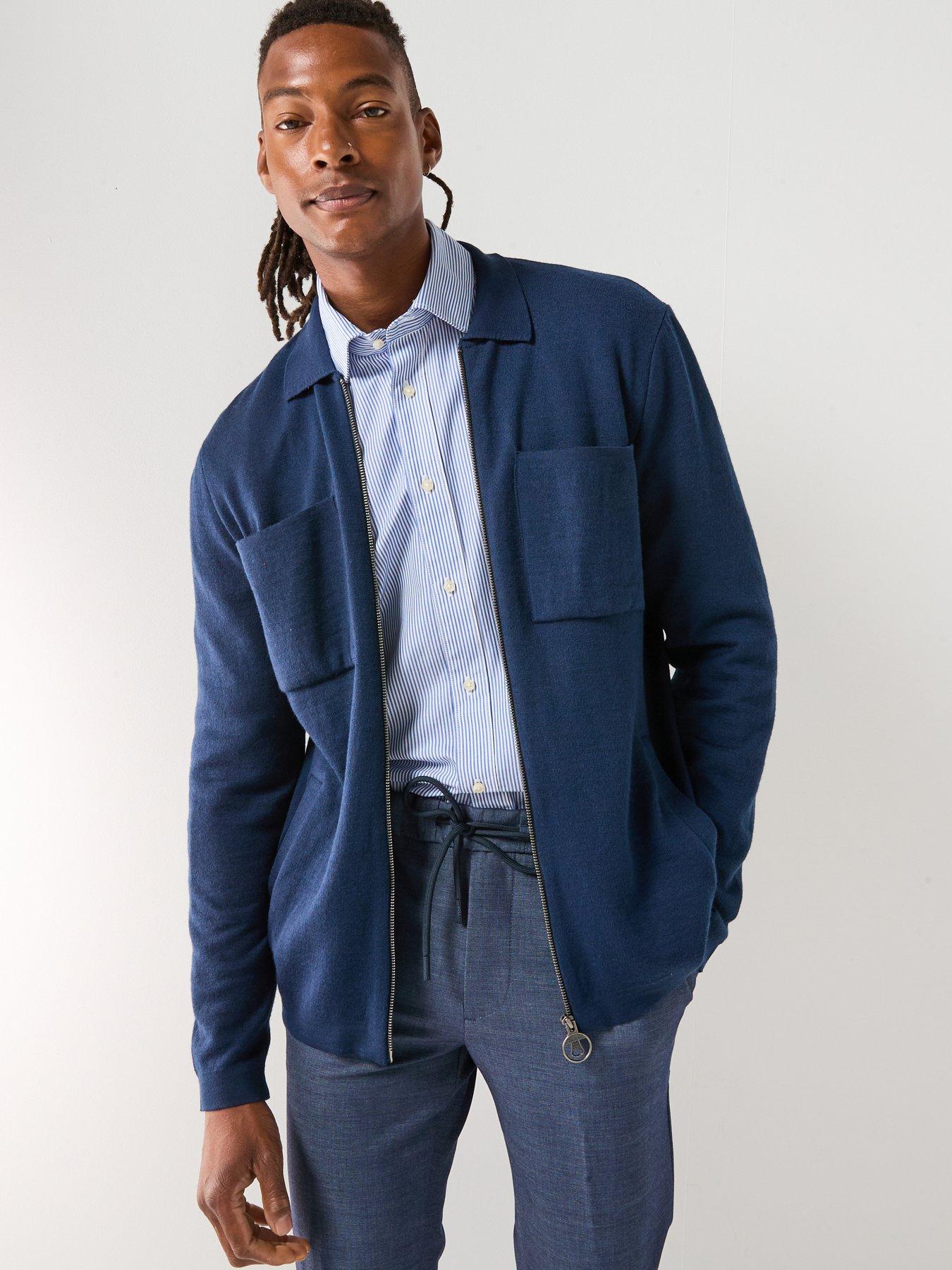 undefined Croscombe Zip Through Knitted Jumper - Navy
