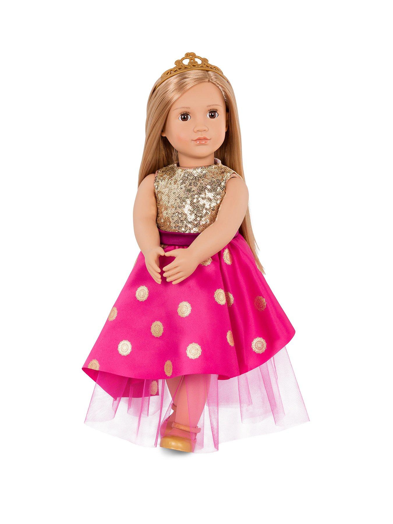 DOLL W/ LONG FESTIVE DRESS & TIARA, SARAH