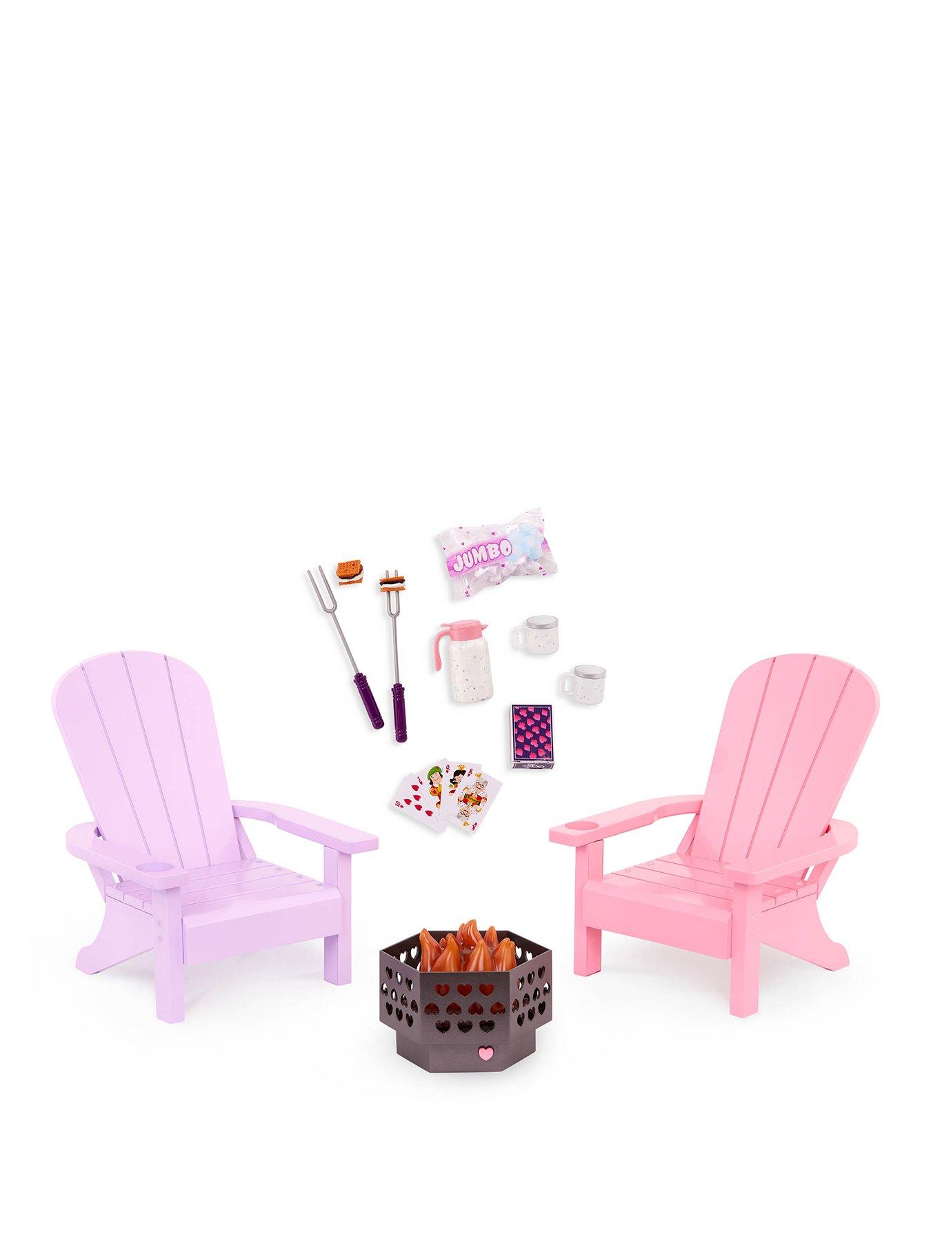 Our Generation Adirondack Doll Chair Set With Fire Pit  &  Accessories