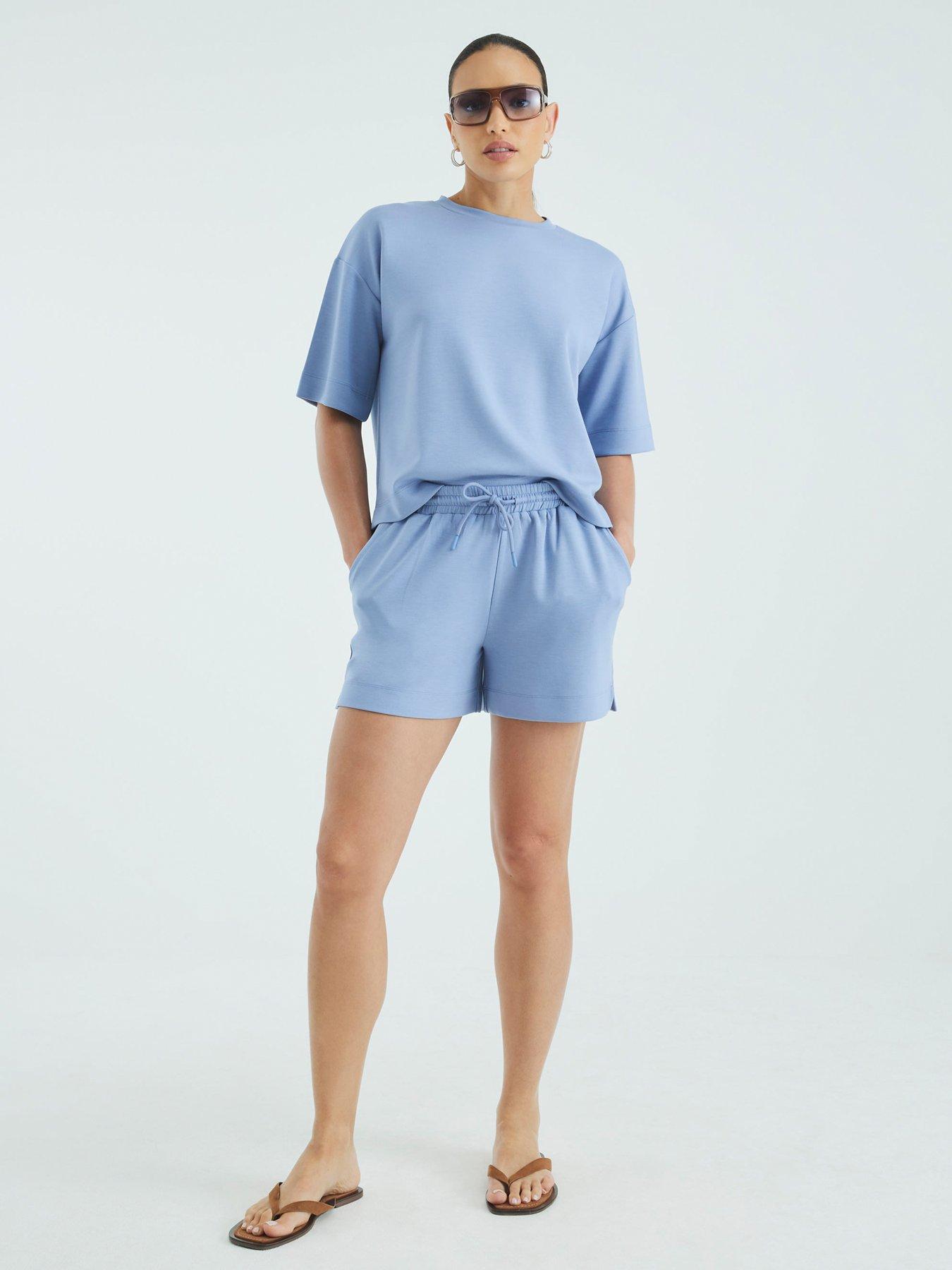 Image 2 of 4 of River Island Short Sleeve Premium Clean Boxy T-Shirt - Blue