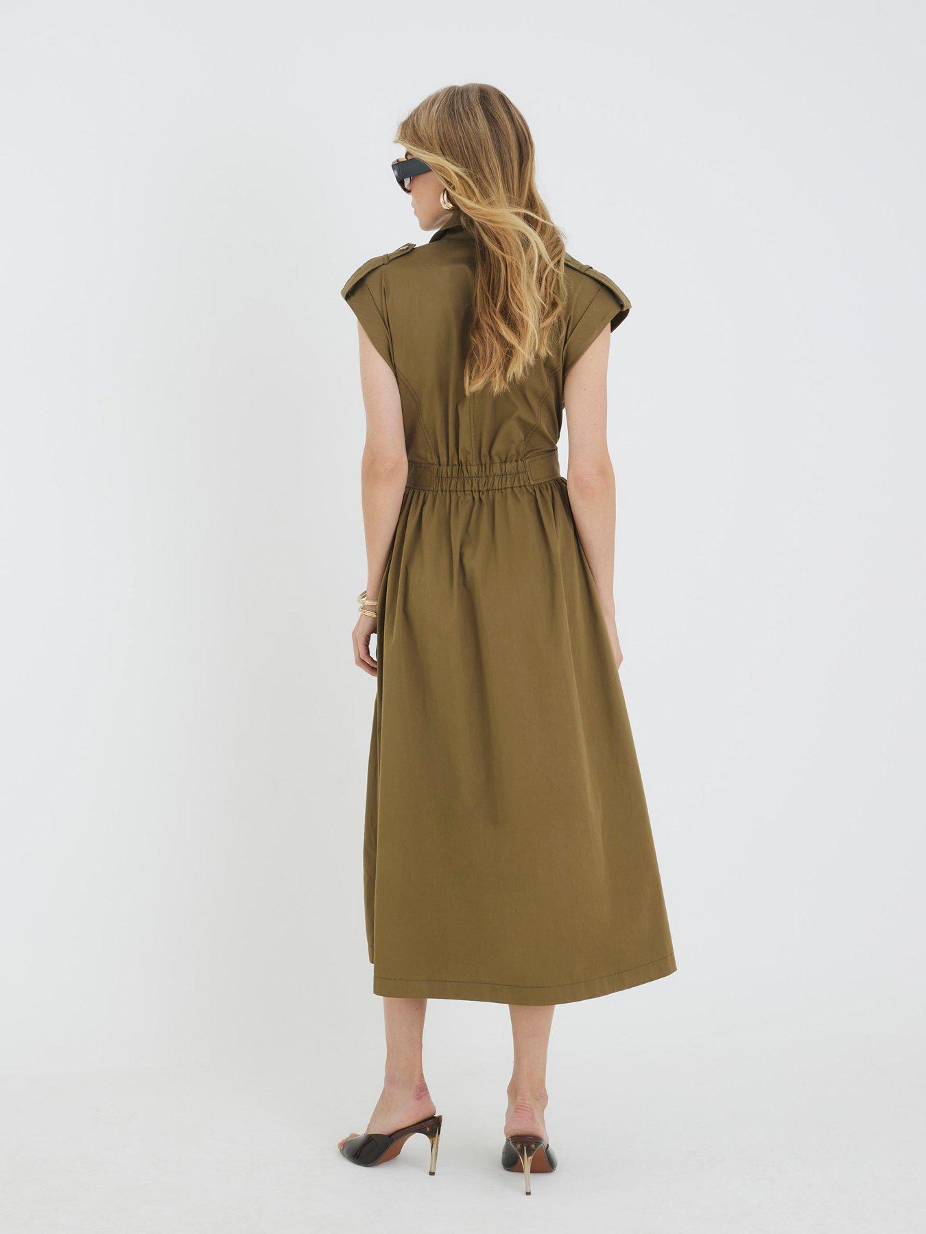 Image 2 of 4 of River Island Utility Midi Dress - Khaki