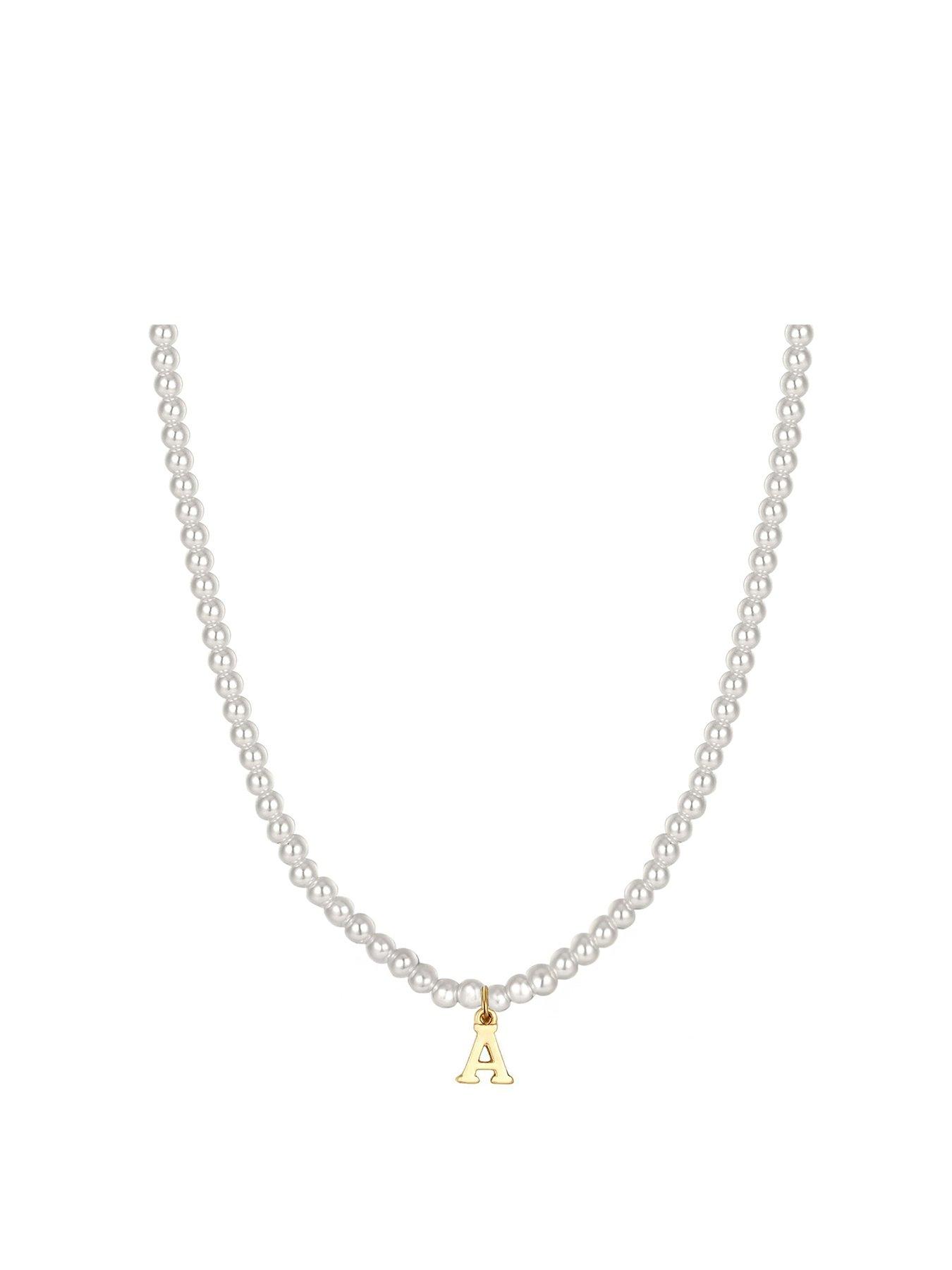 Image 1 of 3 of The Love Collection Pearl Necklace with Gold Initial