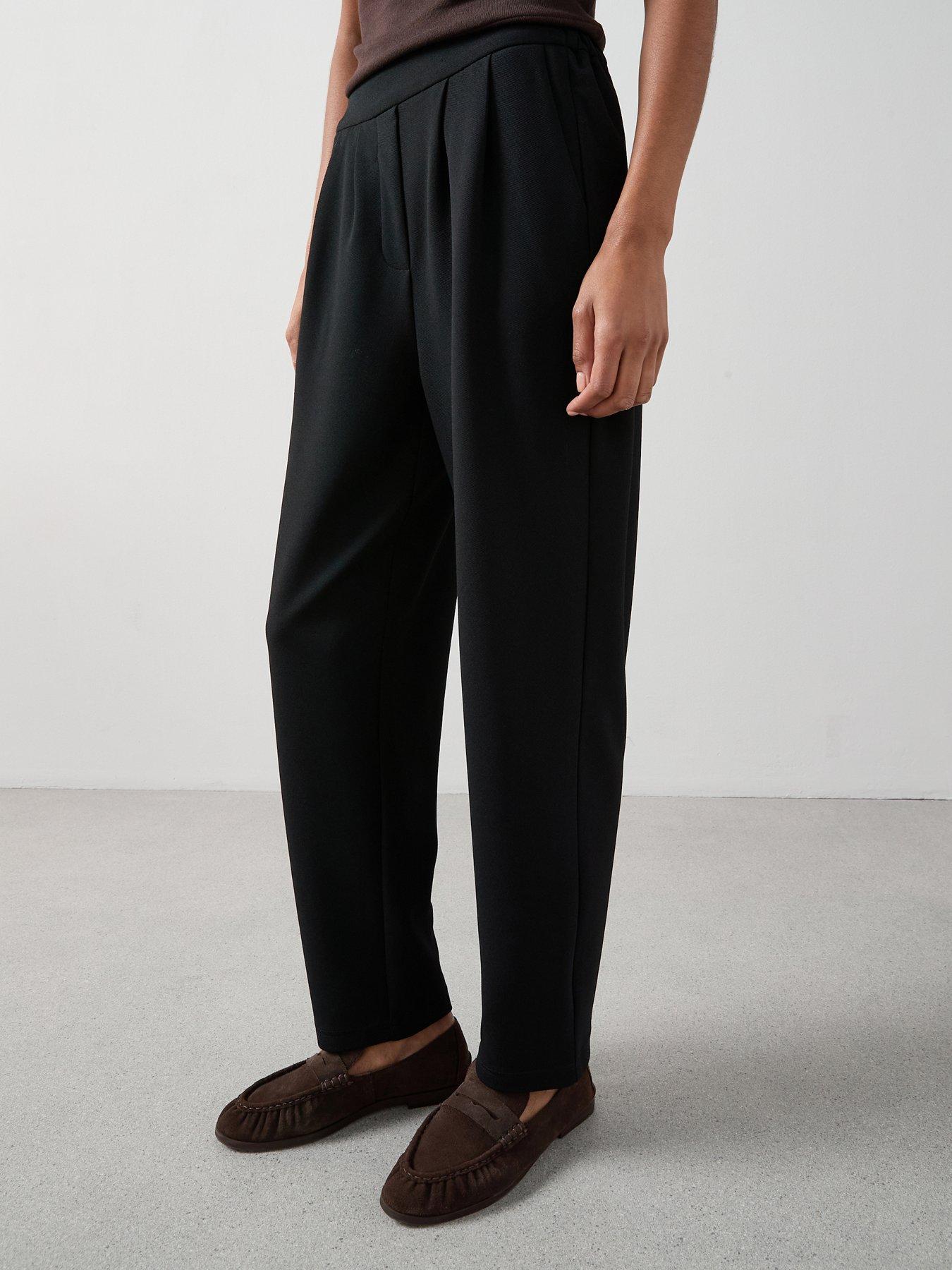 undefined Pull On Smart Tapered Leg Trouser - Black