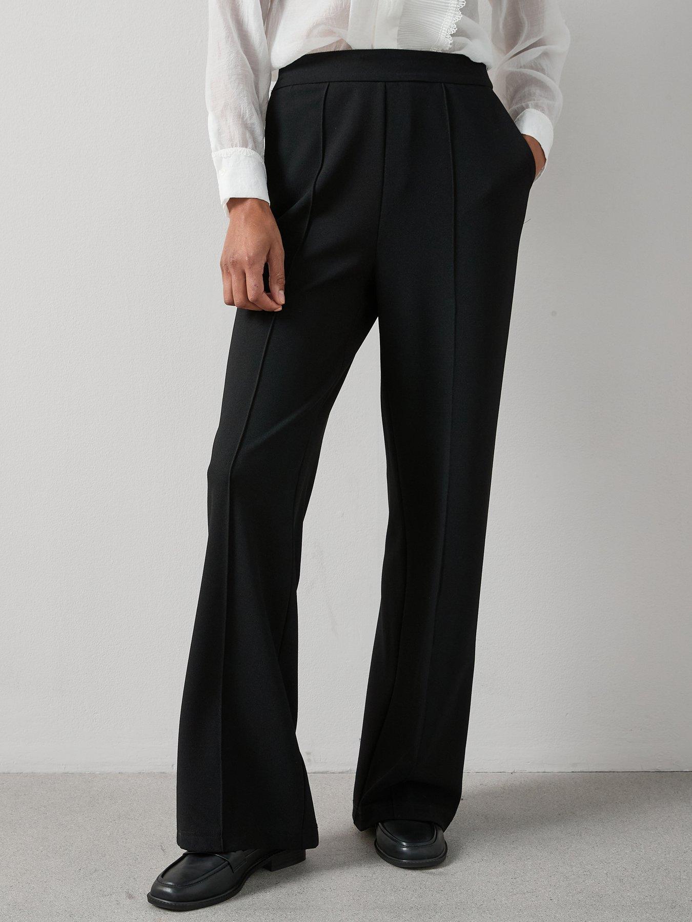 undefined Pull On Smart Wide Leg Trousers - Black