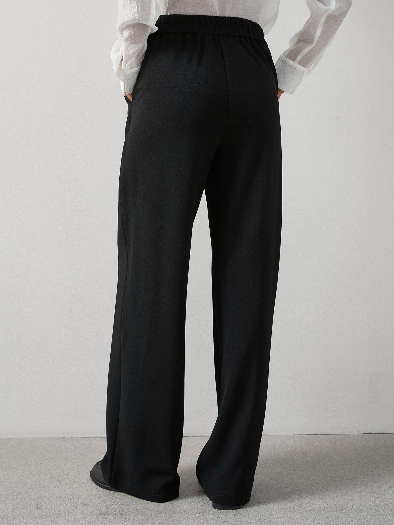 Image 2 of 6 of The Very Collection Pull On Smart Wide Leg Trousers - Black