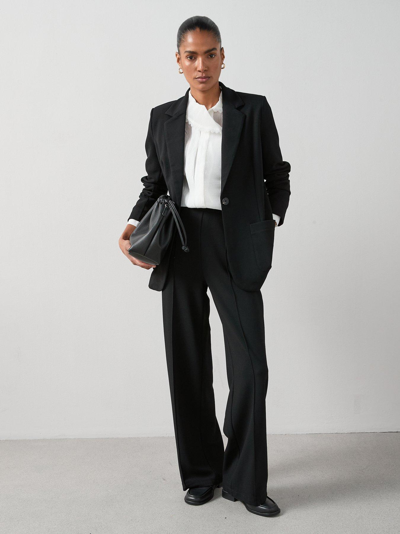Image 3 of 6 of The Very Collection Pull On Smart Wide Leg Trousers - Black