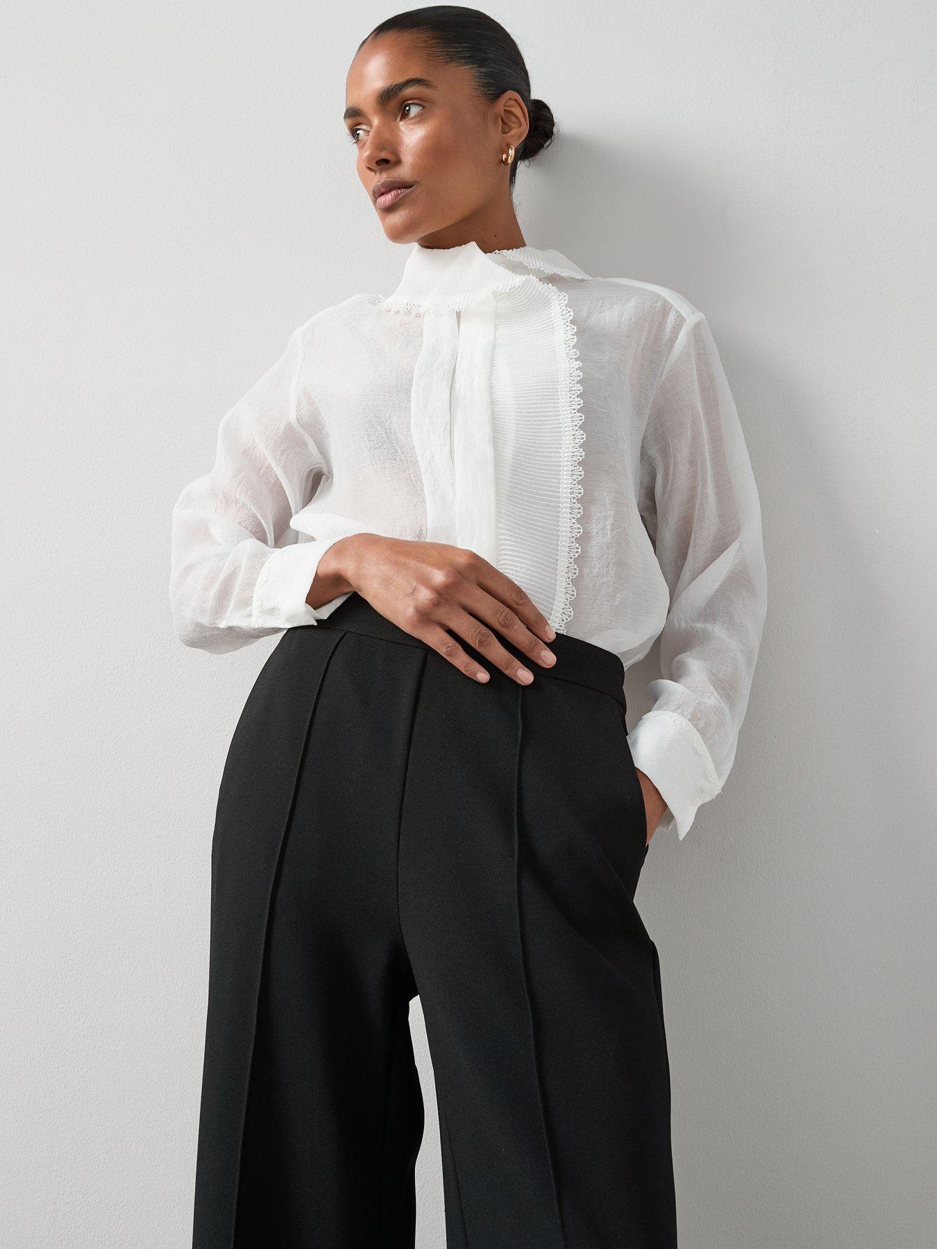 Image 6 of 6 of The Very Collection Pull On Smart Wide Leg Trousers - Black