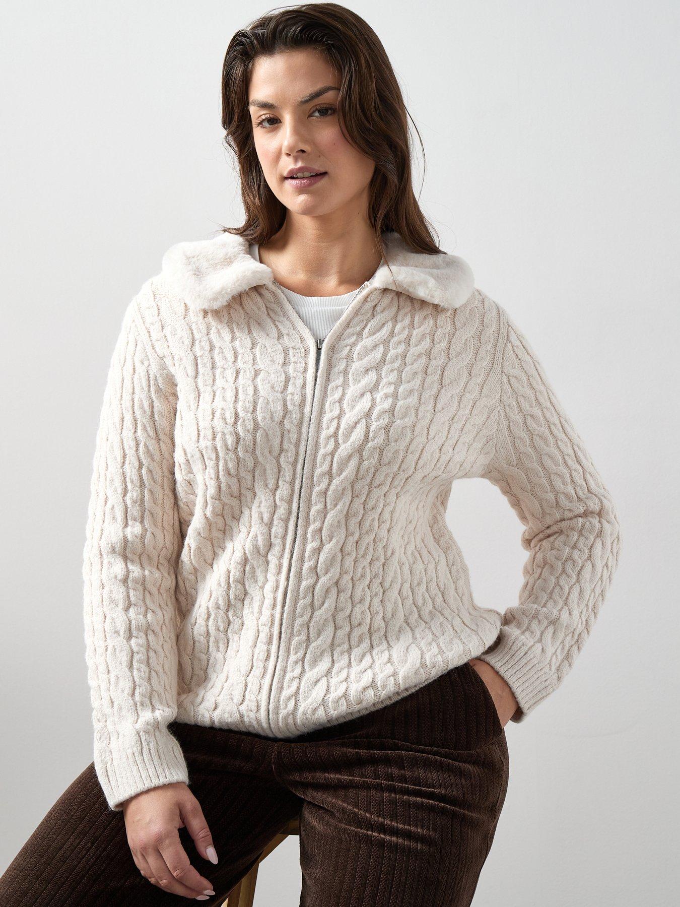 the-very-collection-curve-fur-collar-knitted-cardigan-cream