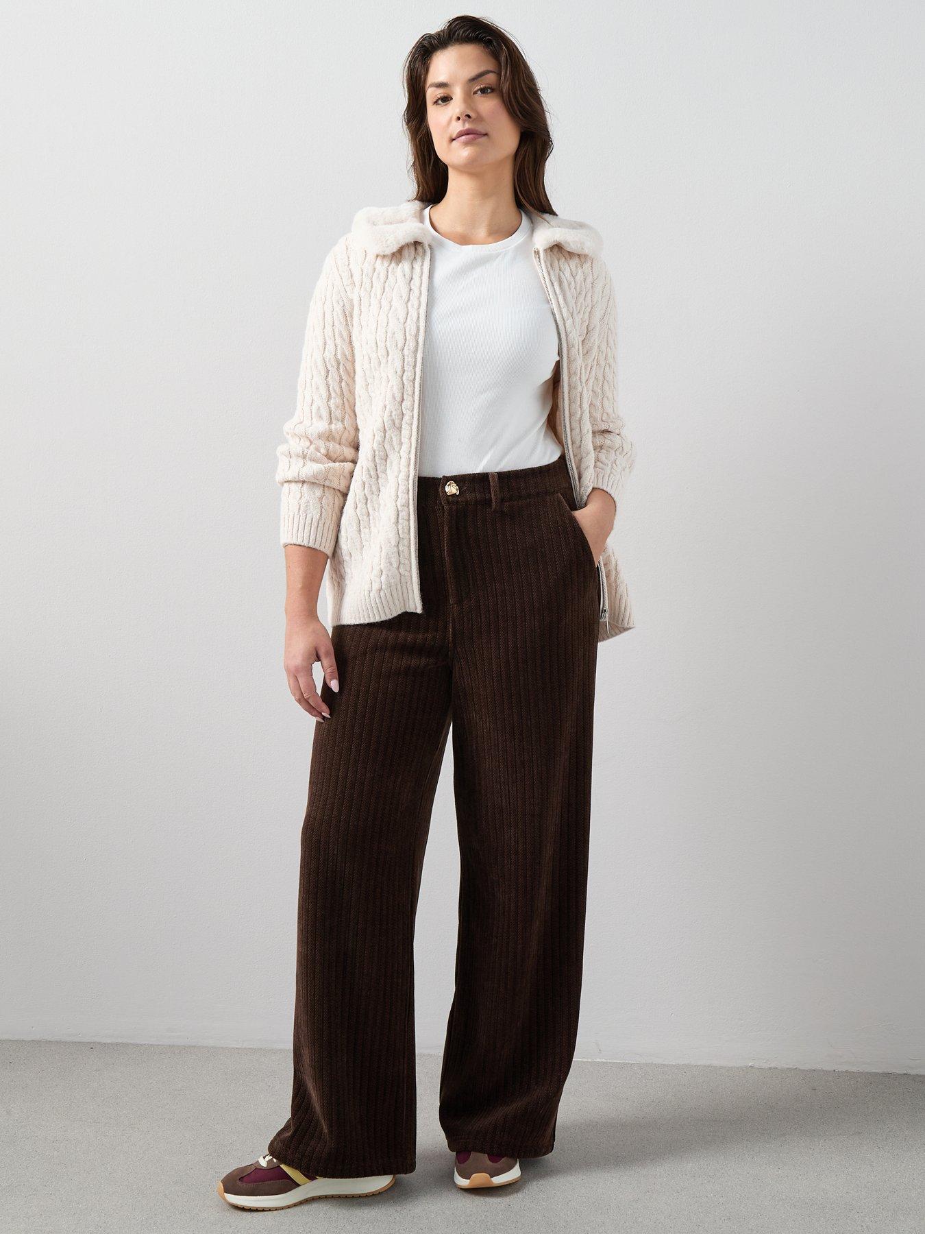 Image 3 of 6 of The Very Collection Curve Fur Collar Knitted Cardigan - Cream