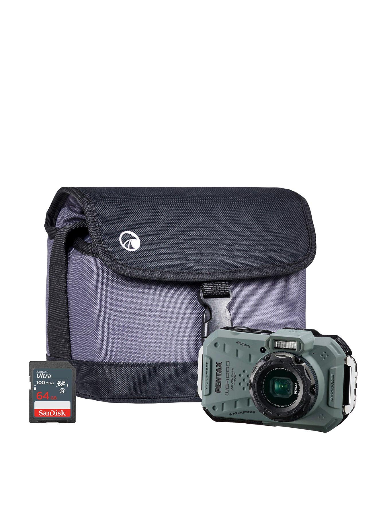 undefined WG-1000 Tough Compact Camera - Olive - Camera + Sandisk 64GB SD Card + System Bag