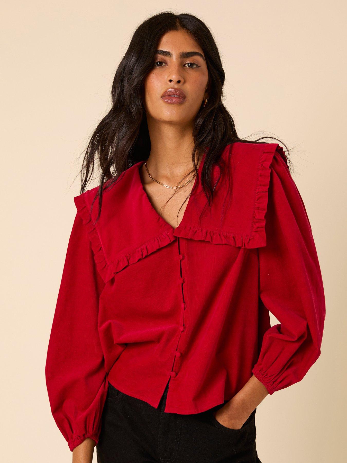 undefined Eloise Cord Blouse - Red