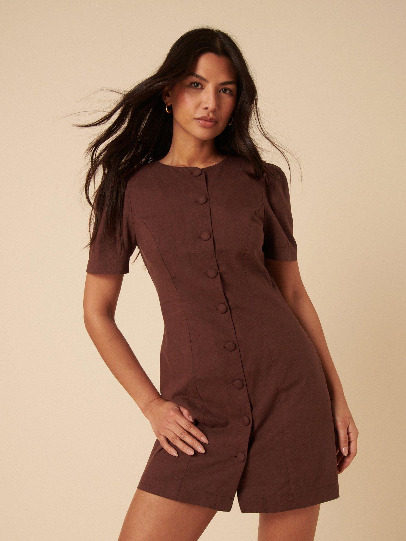 undefined Tara Mini Dress - Brown
