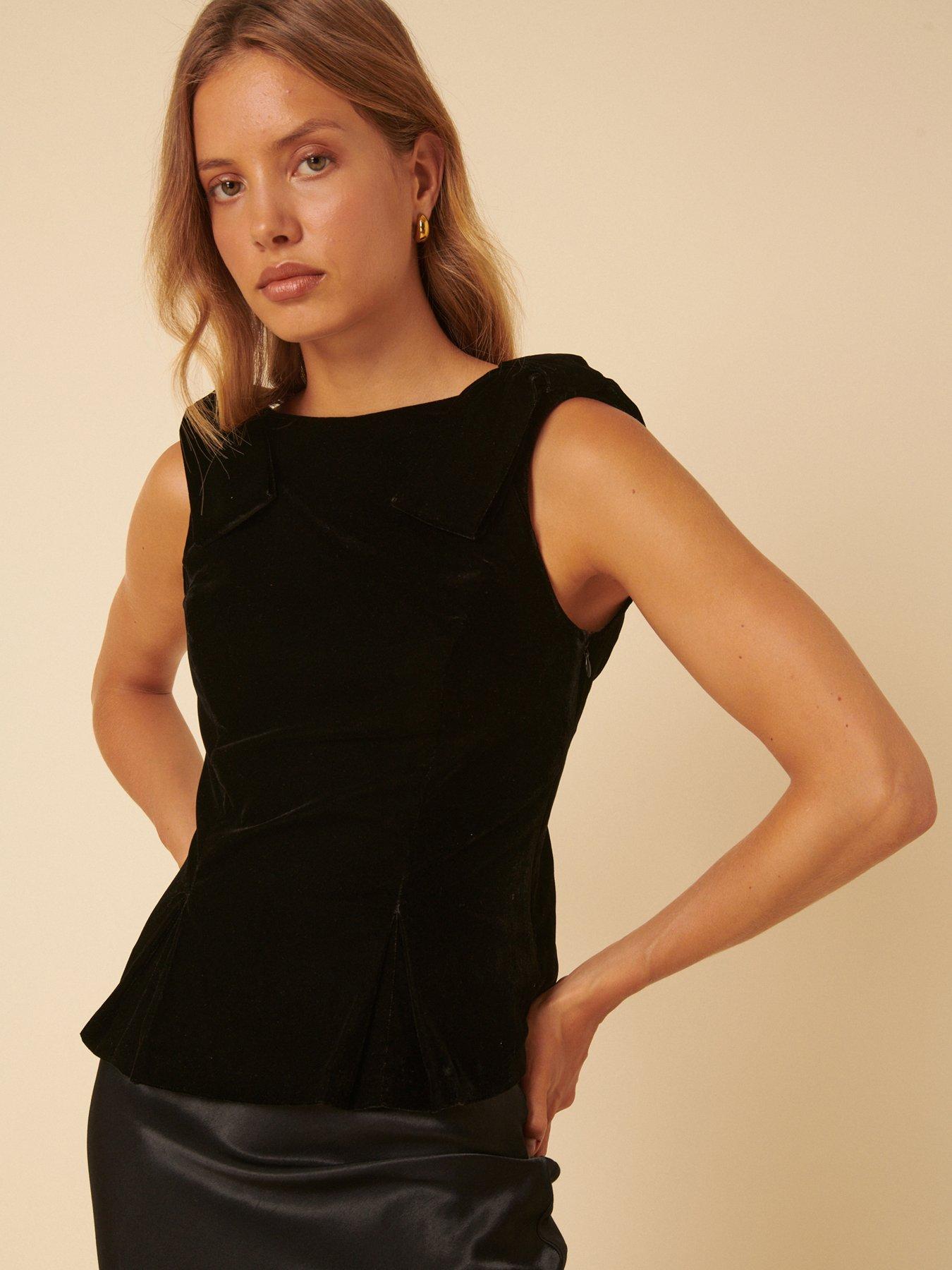  image of nobodys-child-carrie-velvet-bow-top-black