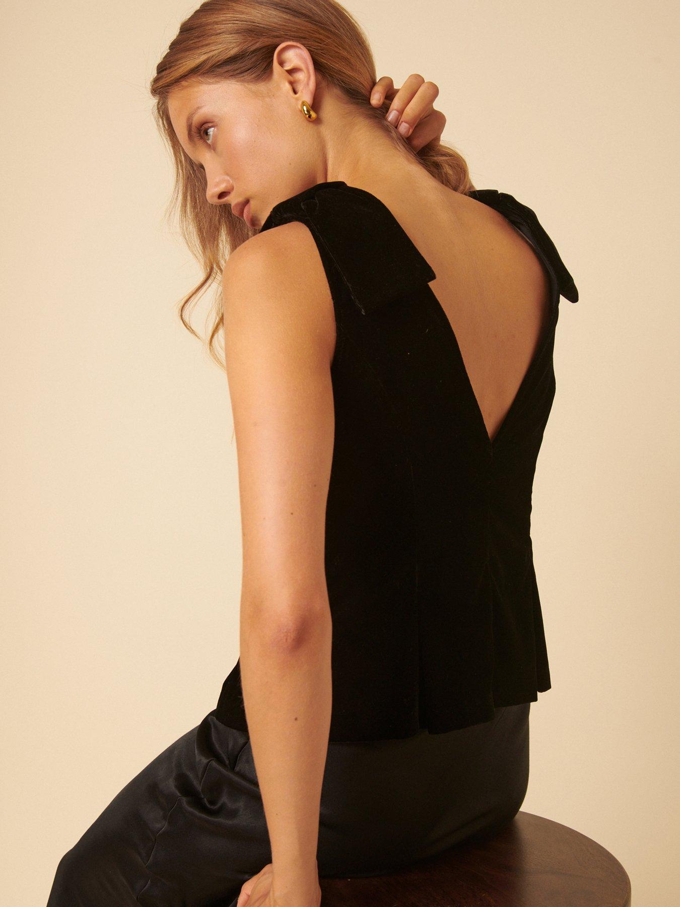 stillFront image of nobodys-child-carrie-velvet-bow-top-black