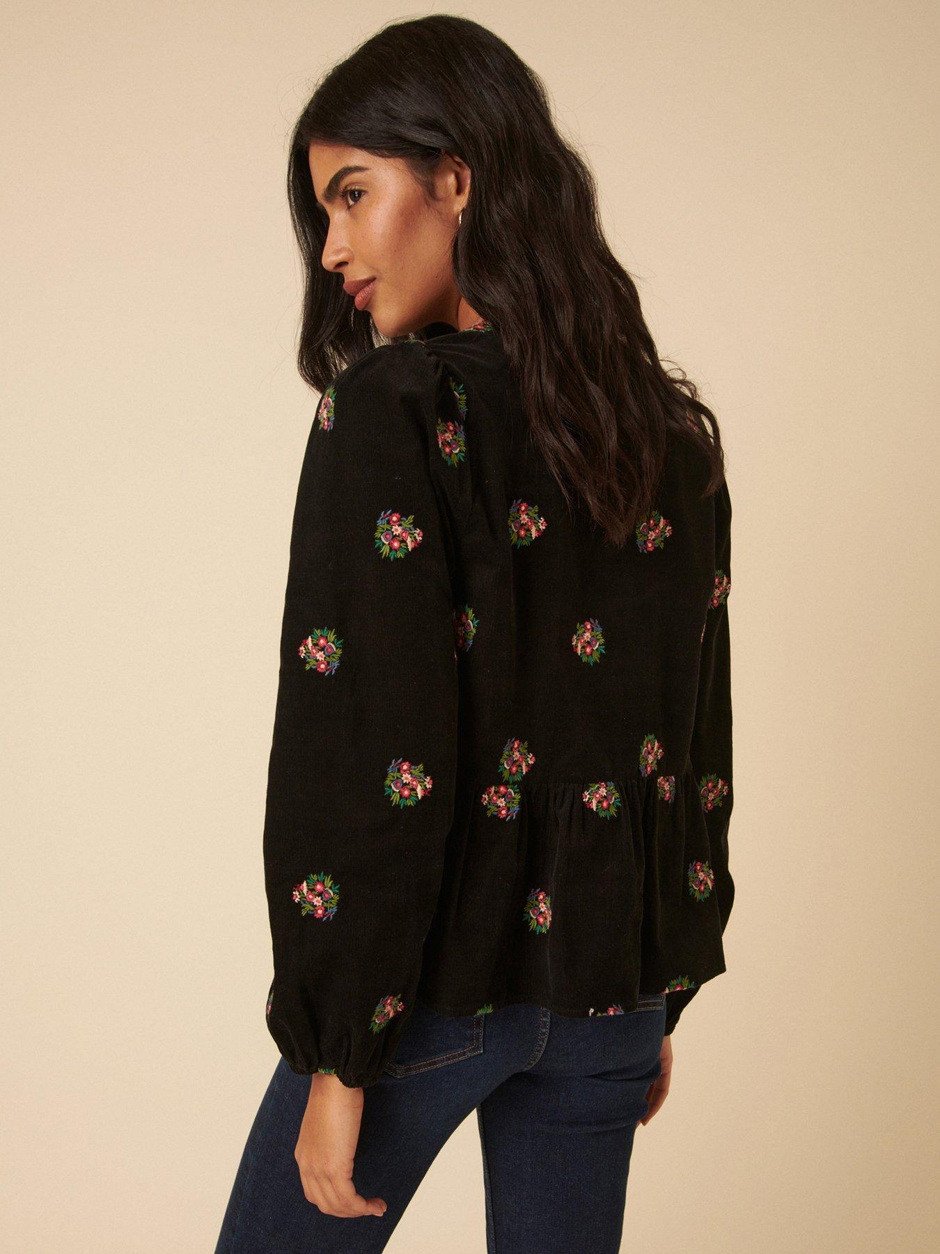 Image 2 of 5 of Nobodys Child Bernice Long Sleeve Embroidered Top - Black