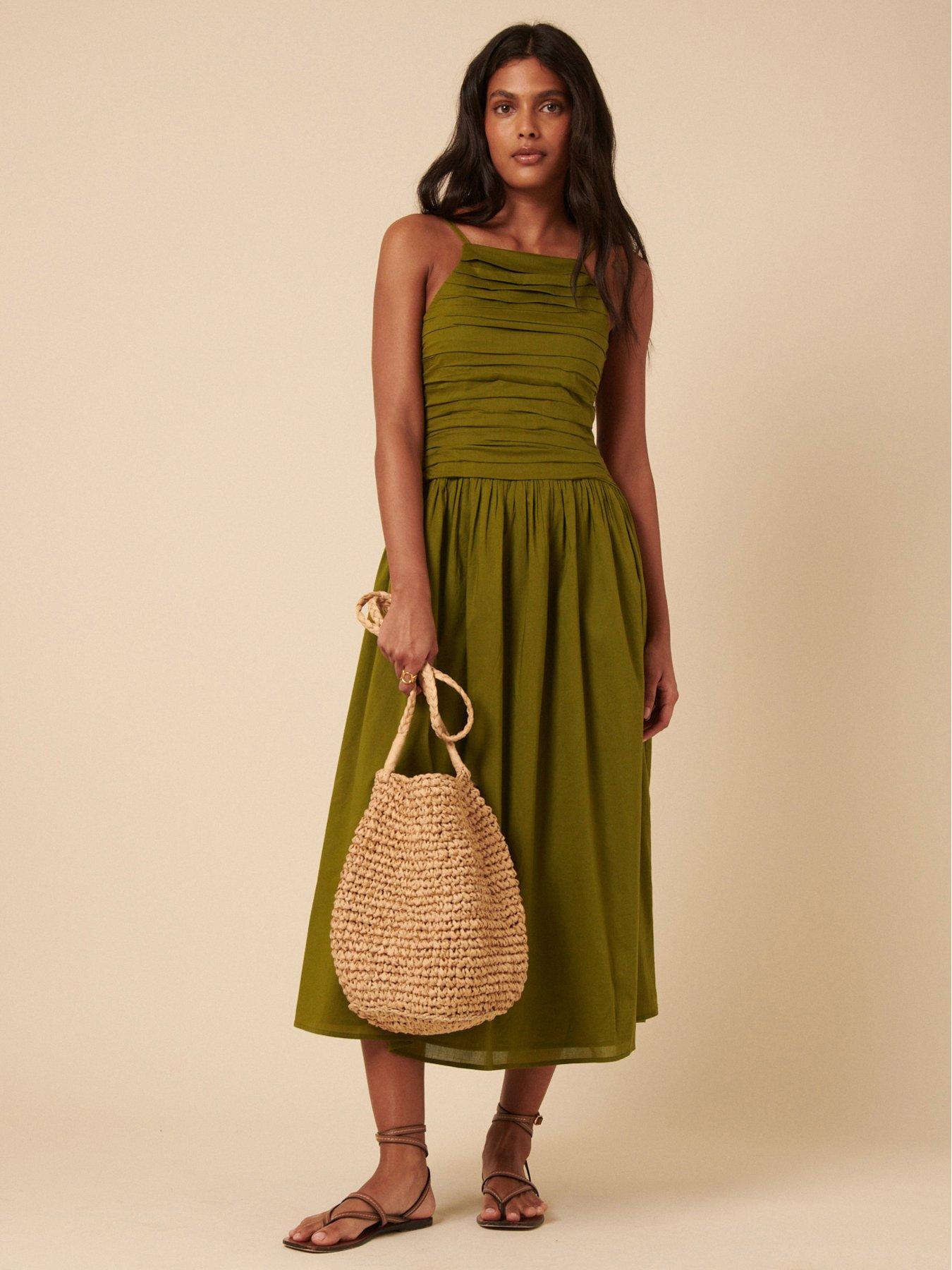 nobodys-child-talia-midi-dress-plain-green