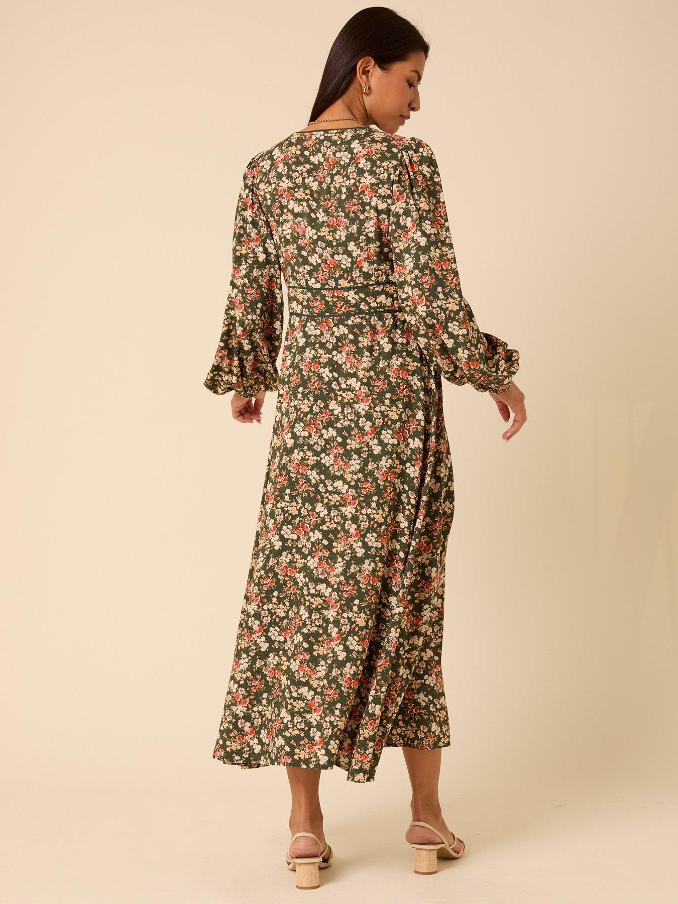 Image 2 of 5 of Nobodys Child Remy Midi Dress Vintage Floral - Green