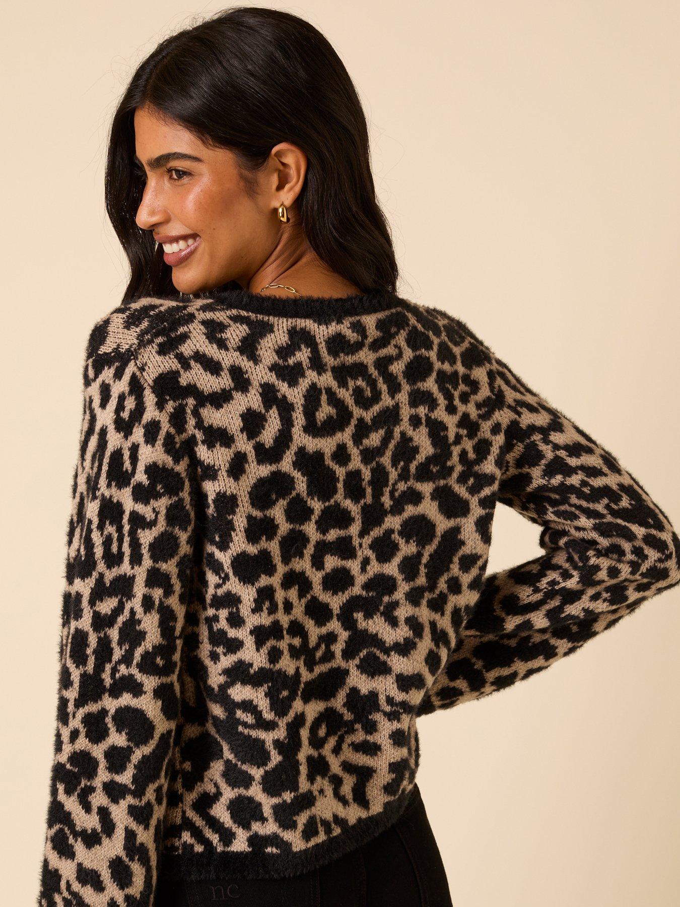 Image 3 of 5 of Nobodys Child Leopard Jacquard Tie Front Cardigan - Multi