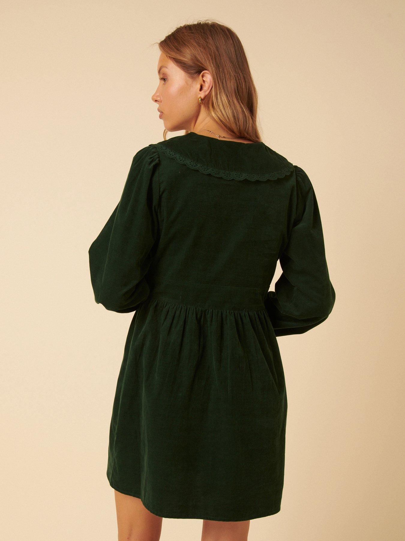  image of nobodys-child-meghan-cord-collar-mini-dress-green