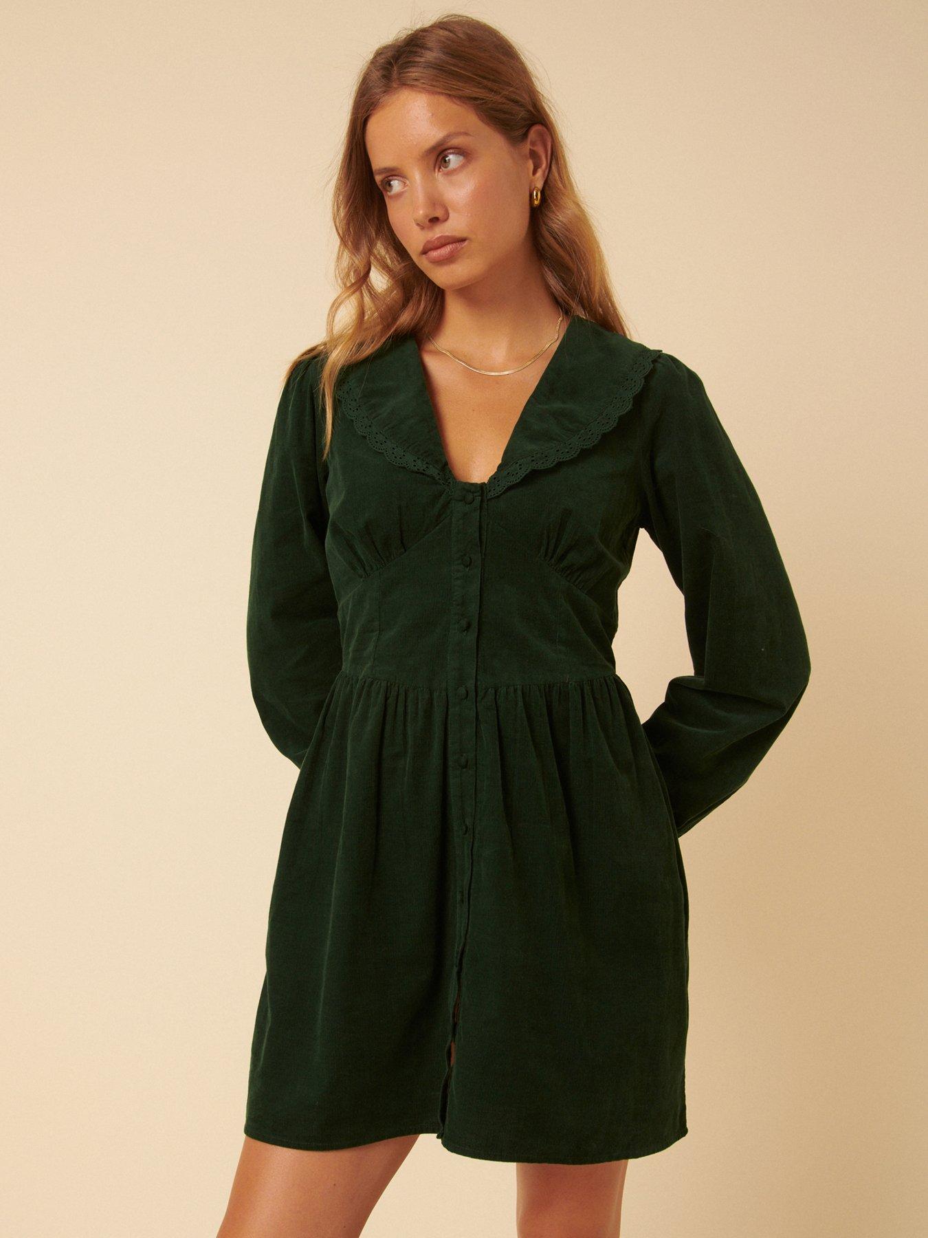  image of nobodys-child-meghan-cord-collar-mini-dress-green