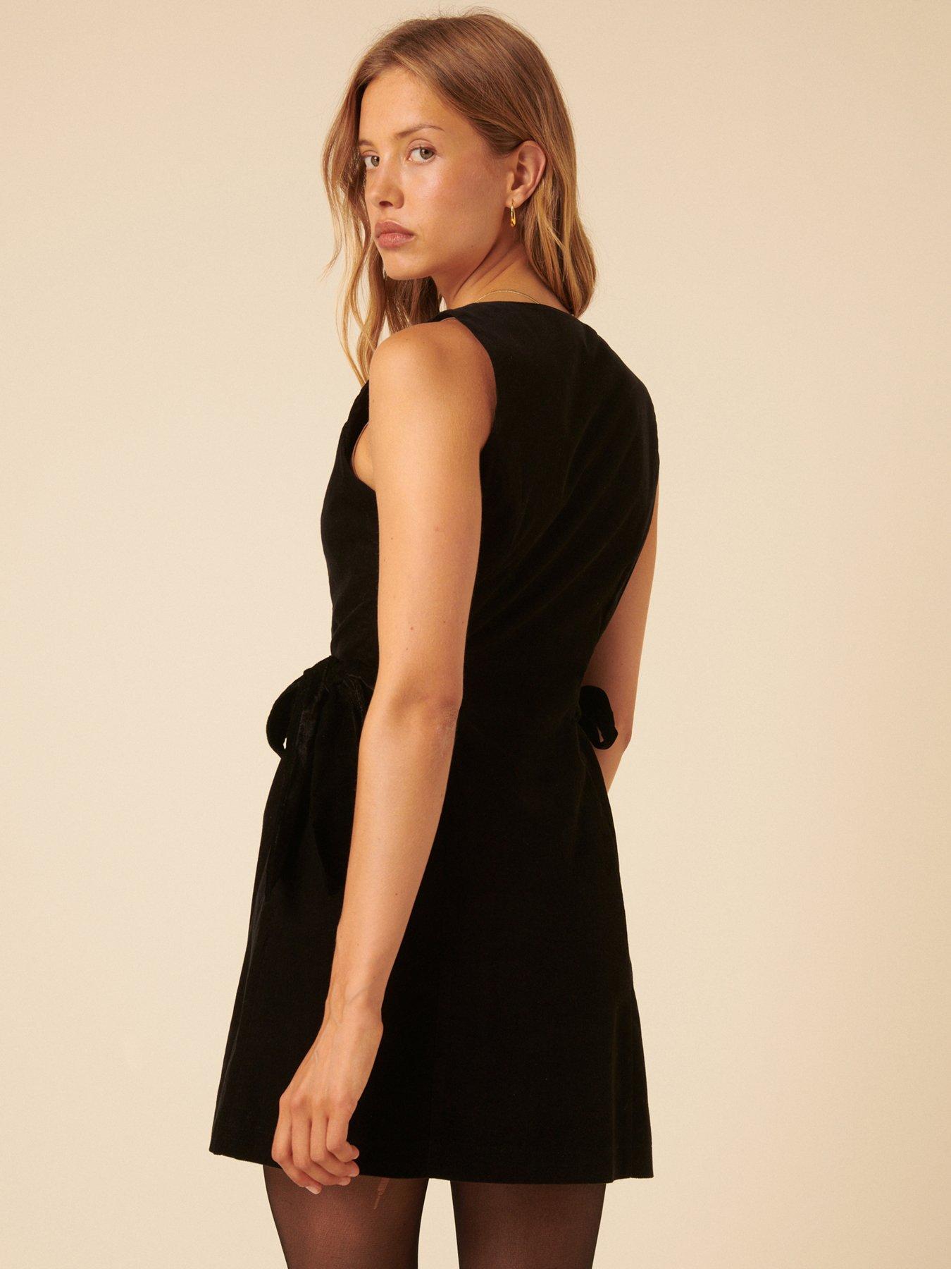 stillFront image of nobodys-child-hayley-cord-bow-mini-dress-black