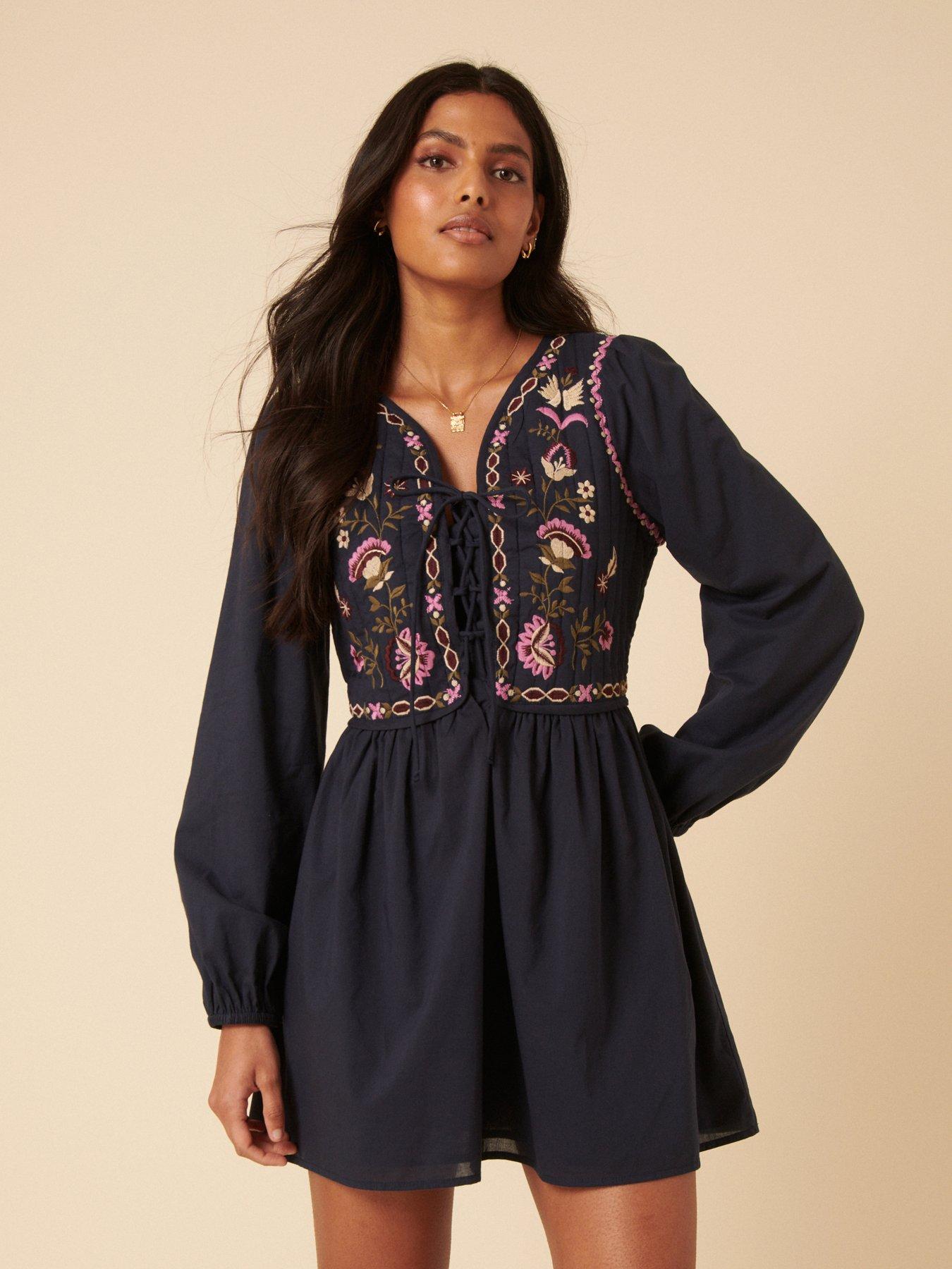 Image 1 of 5 of Nobodys Child Monroe Mini Dress Plain - Blue