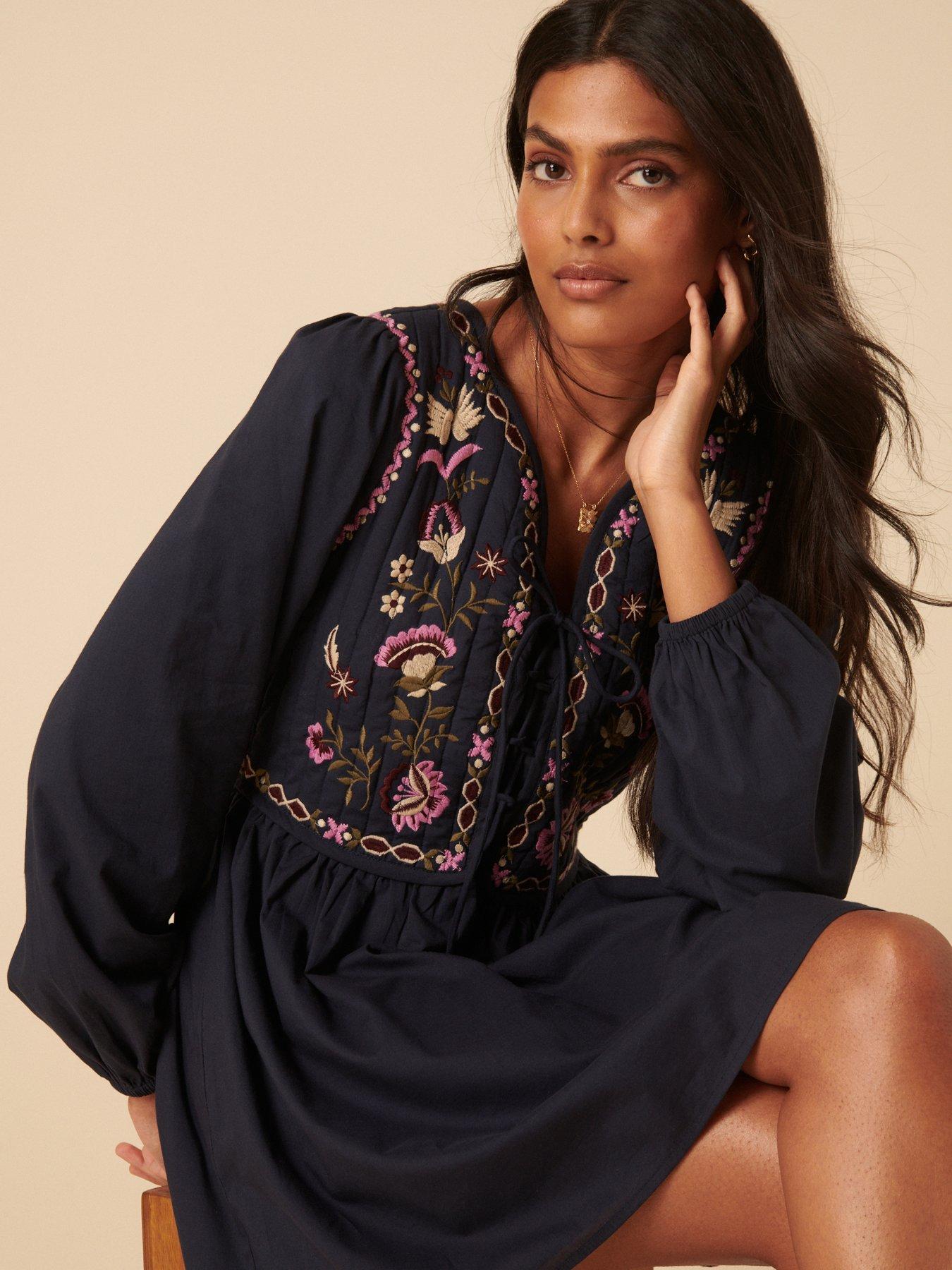 Image 4 of 5 of Nobodys Child Monroe Mini Dress Plain - Blue