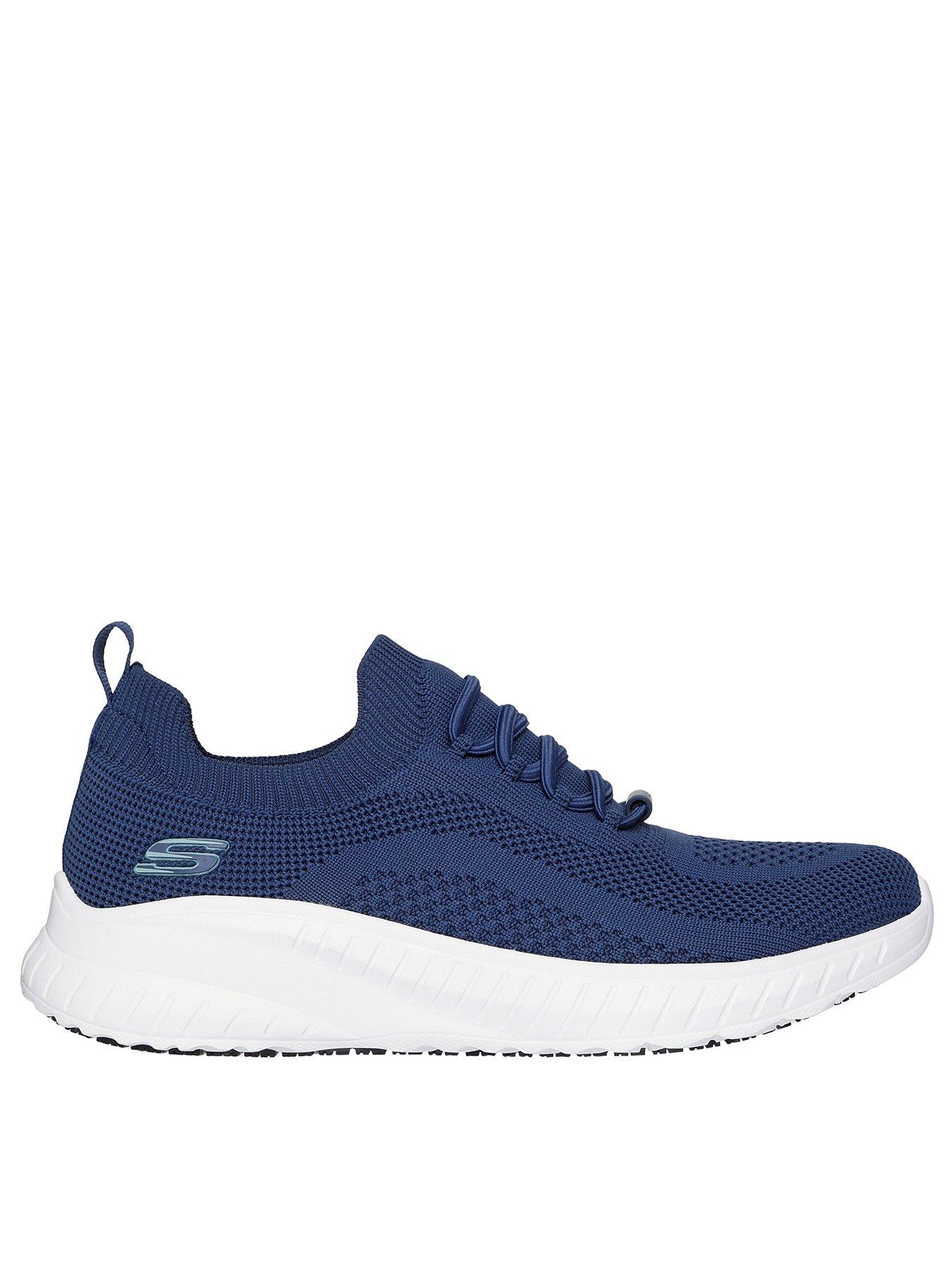 Skechers Squad Chaos Slip On Slip Resistant Knit Bungee Trainer - Navy