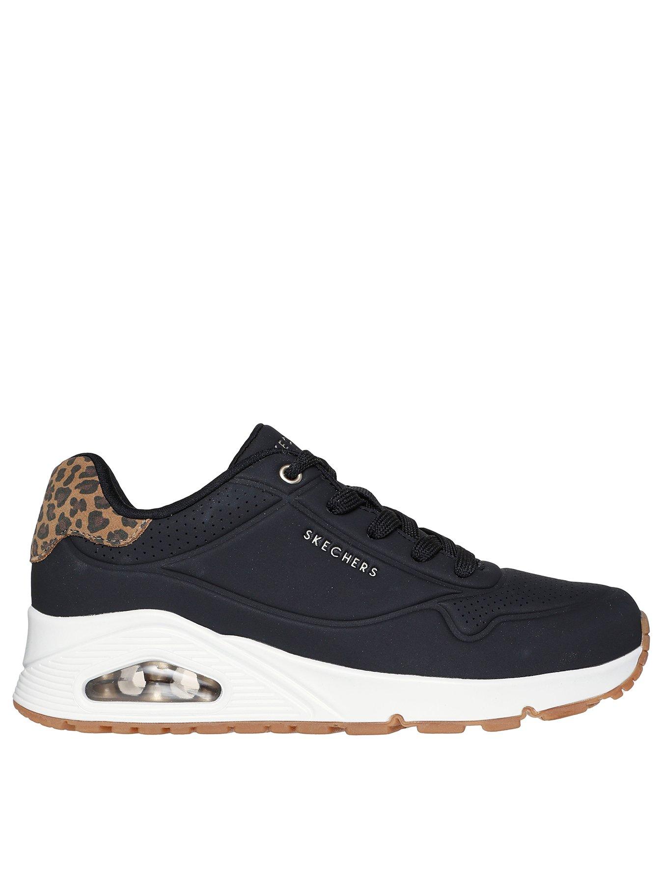 Skechers Uno Jungle Nite Leather Durabuck Trainer - Black