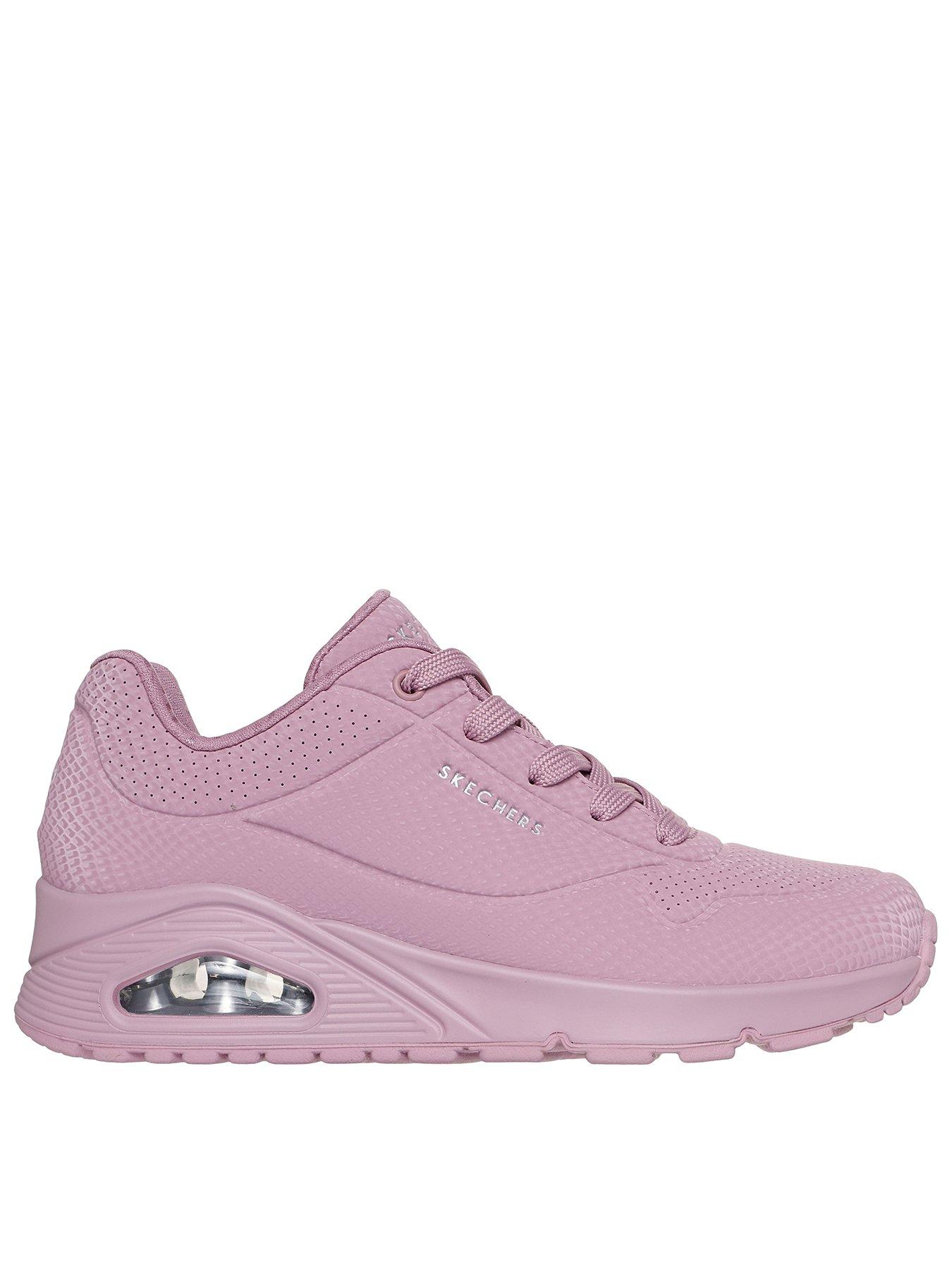 Skechers Uno Shiny Scale Reflective Snake Lace-up Trainer - Mauve Reflective Snake Printed Durabuck