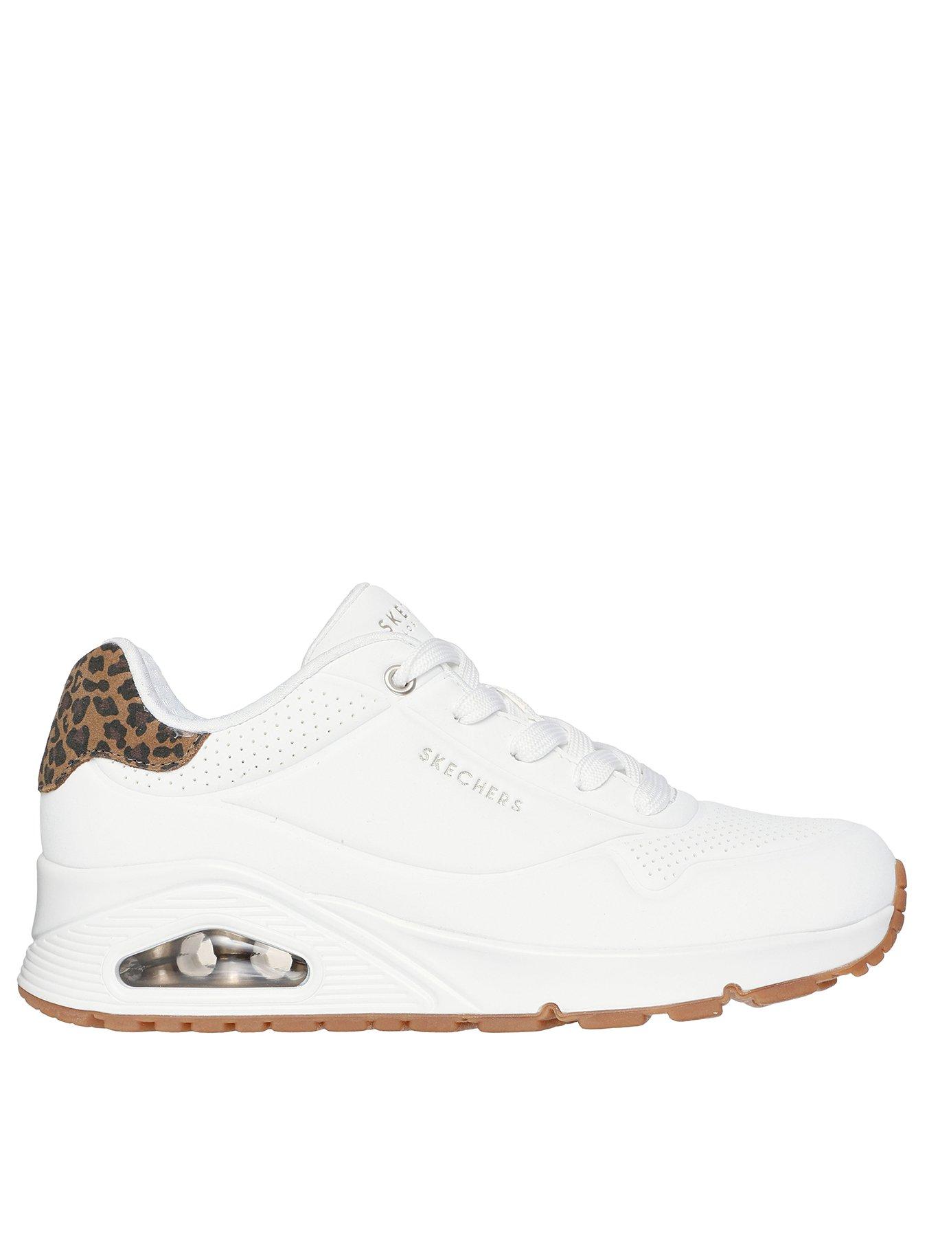 undefined Uno Jungle Nite Leopard Lace Up Trainers - White