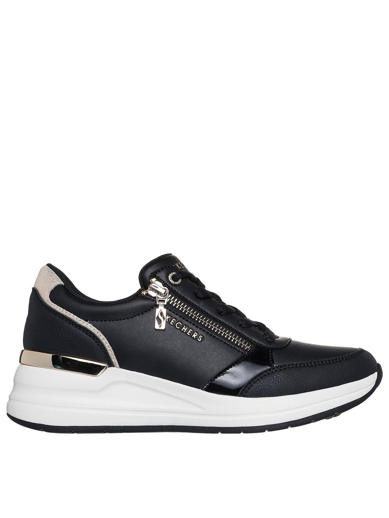 undefined Billion 2 Wedge Size Zip Trainer - Duraleather/ Metallic Suede - Black