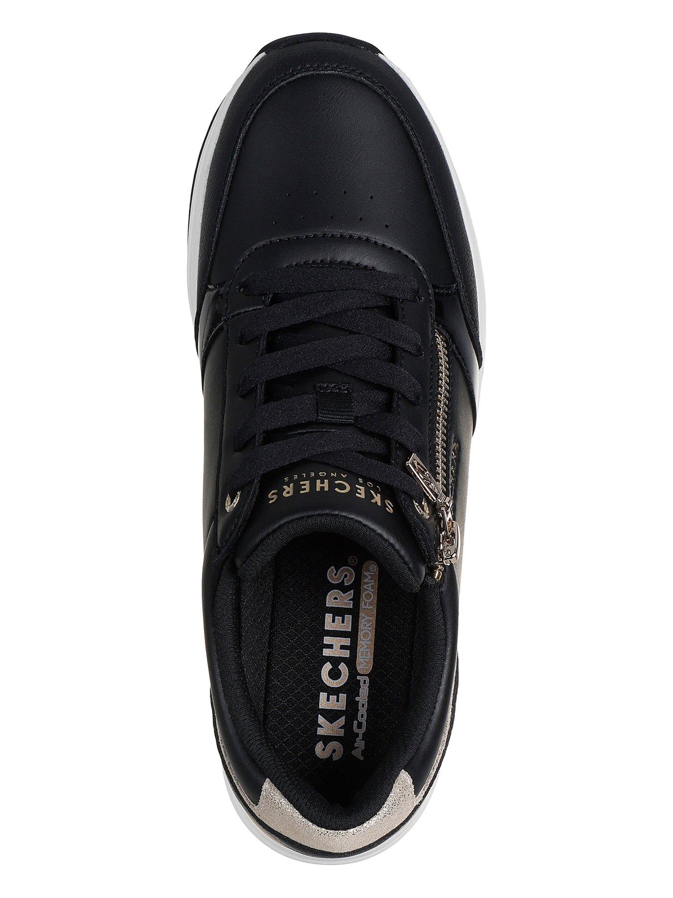 Image 3 of 5 of Skechers Billion 2 Wedge Size Zip Trainer - Duraleather/ Metallic Suede - Black