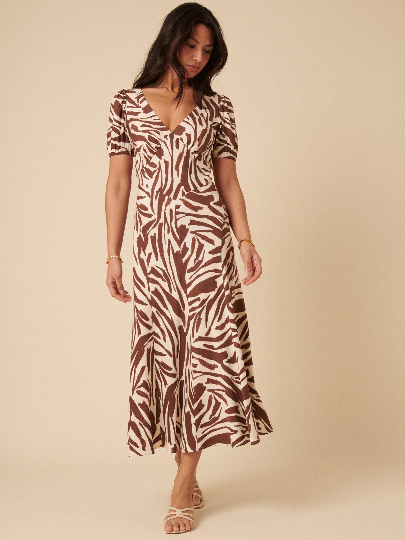 undefined Ella Midi Dress - Brown
