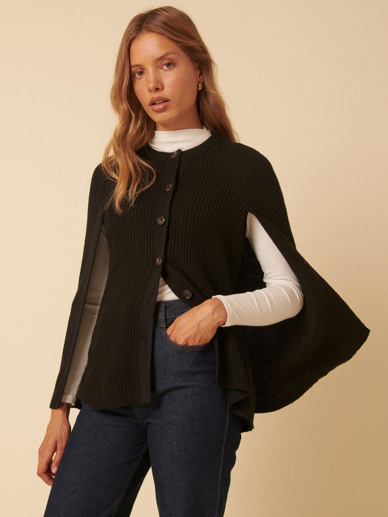 undefined Cape Button Down Cardigan - Black