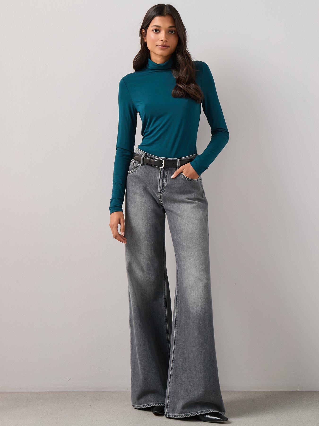  image of the-very-collection-long-sleeve-high-neck-plain-green