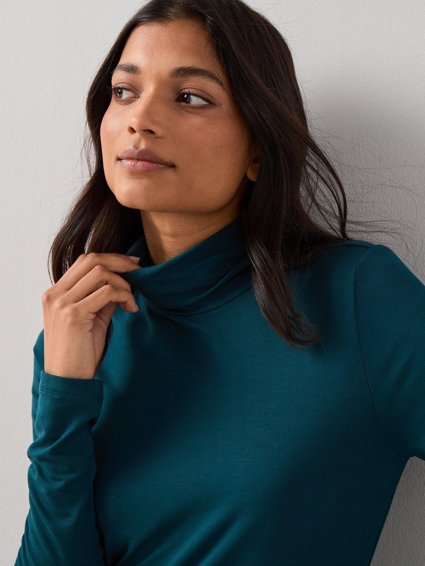  image of the-very-collection-long-sleeve-high-neck-plain-green