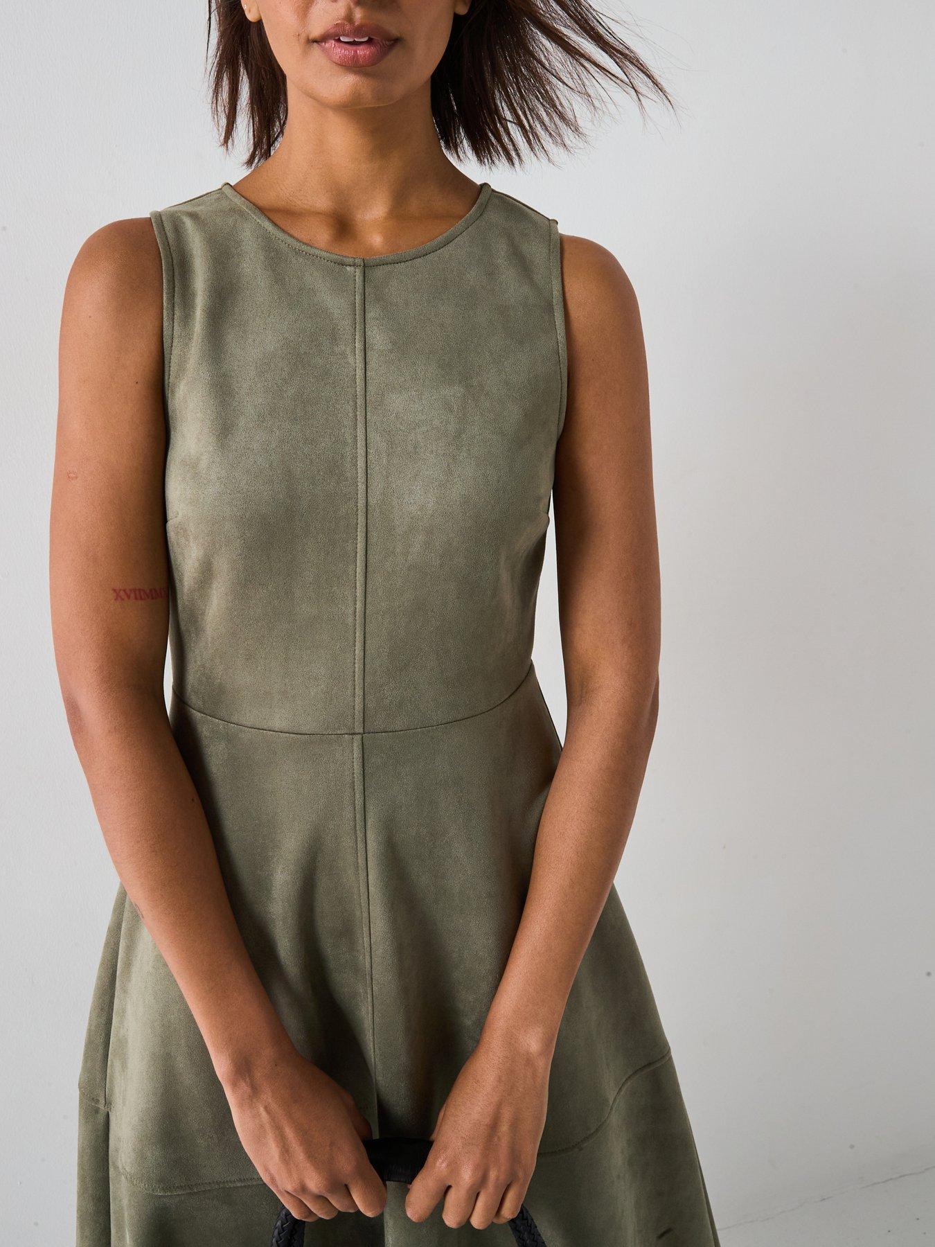 Image 4 of 6 of V by Very Suedette Midaxi Dress - Green