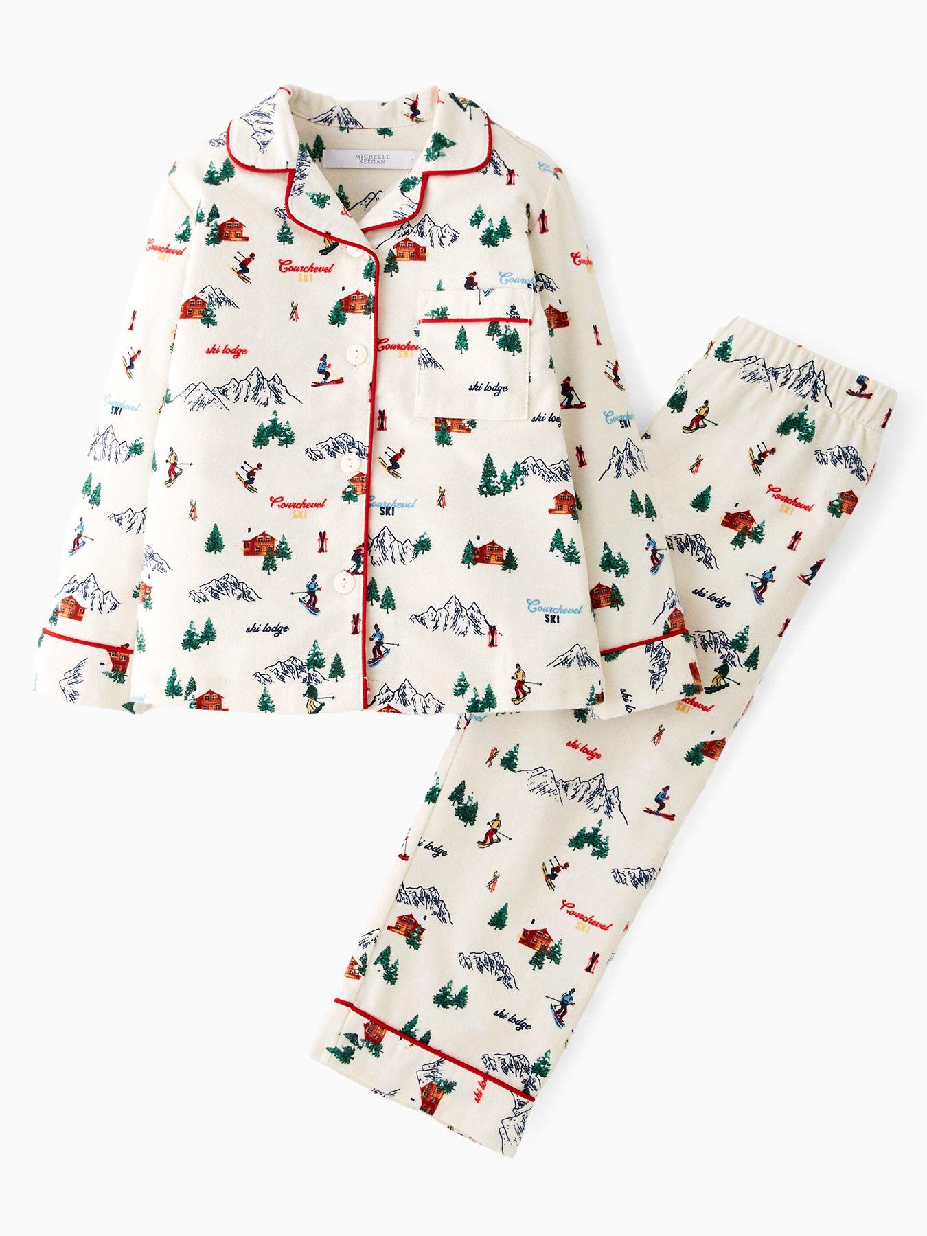 stillFront image of michelle-keegan-kids-unisexnbspski-print-family-pjs-white