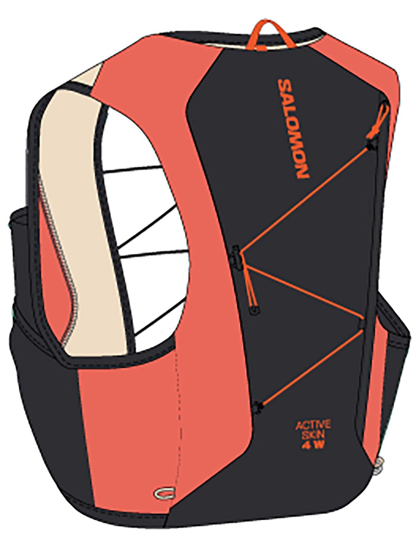 Image 3 of 4 of Salomon Women's Running Active Skin 4 Hydration Vest Set - Orange/Black