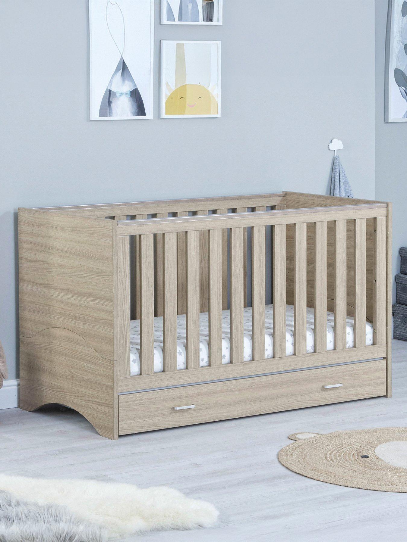 undefined Veni Cot Bed With Drawer - Oak
