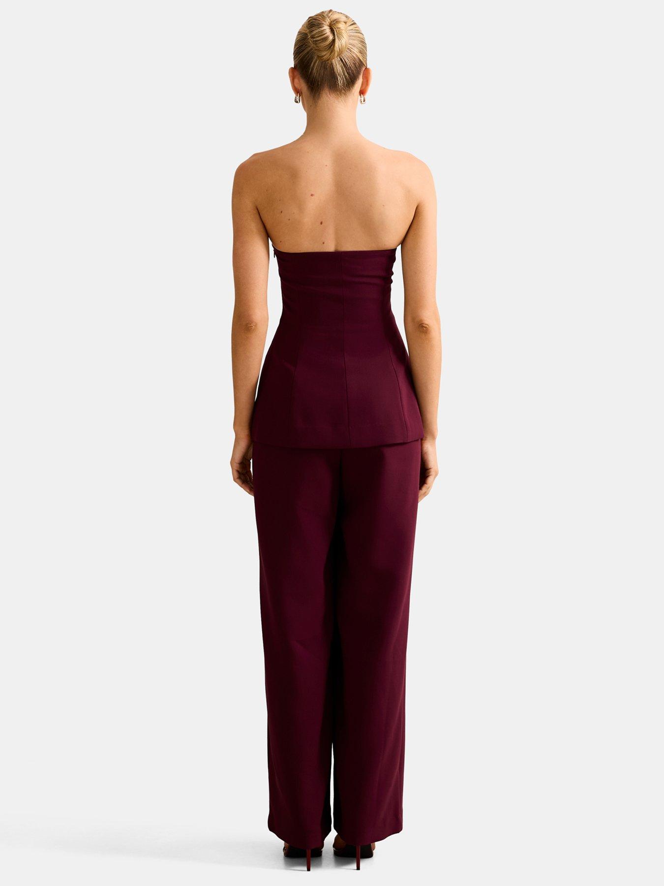 Image 2 of 6 of Forever New Joanna Strapless Fold Over Jumpsuit - Purple