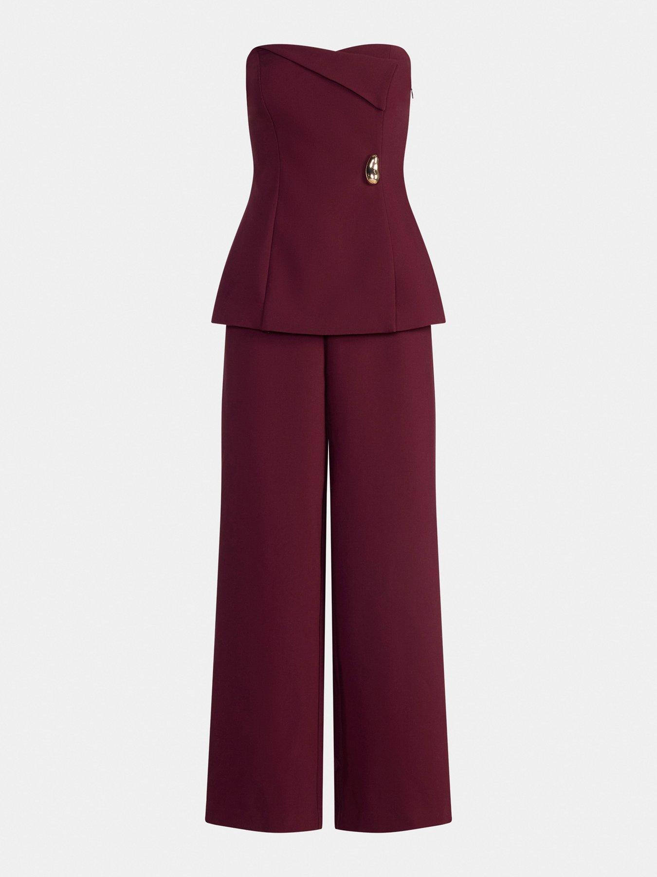 Image 6 of 6 of Forever New Joanna Strapless Fold Over Jumpsuit - Purple