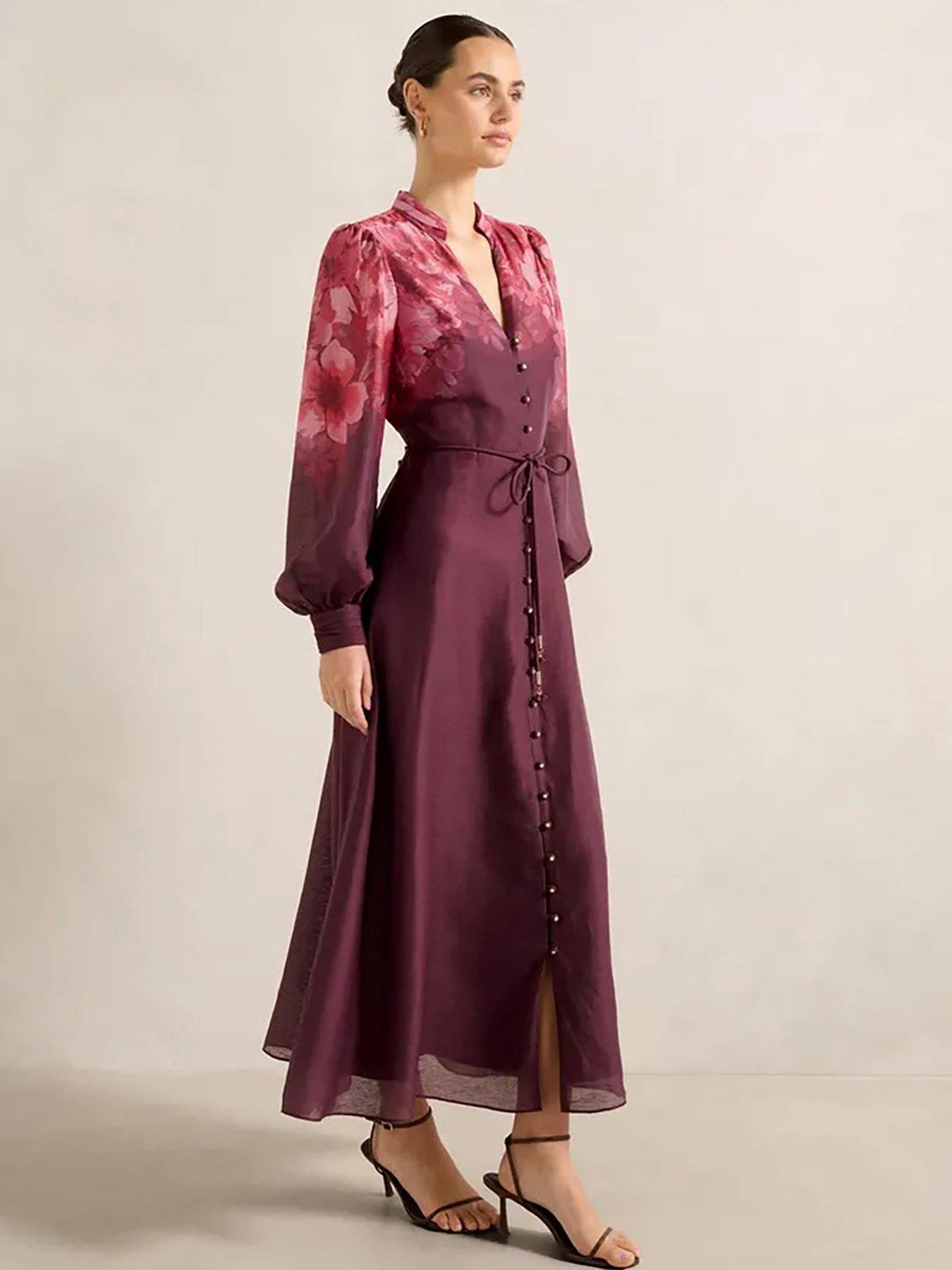  image of forever-new-camilla-long-sleeve-printed-midi-dress-multi