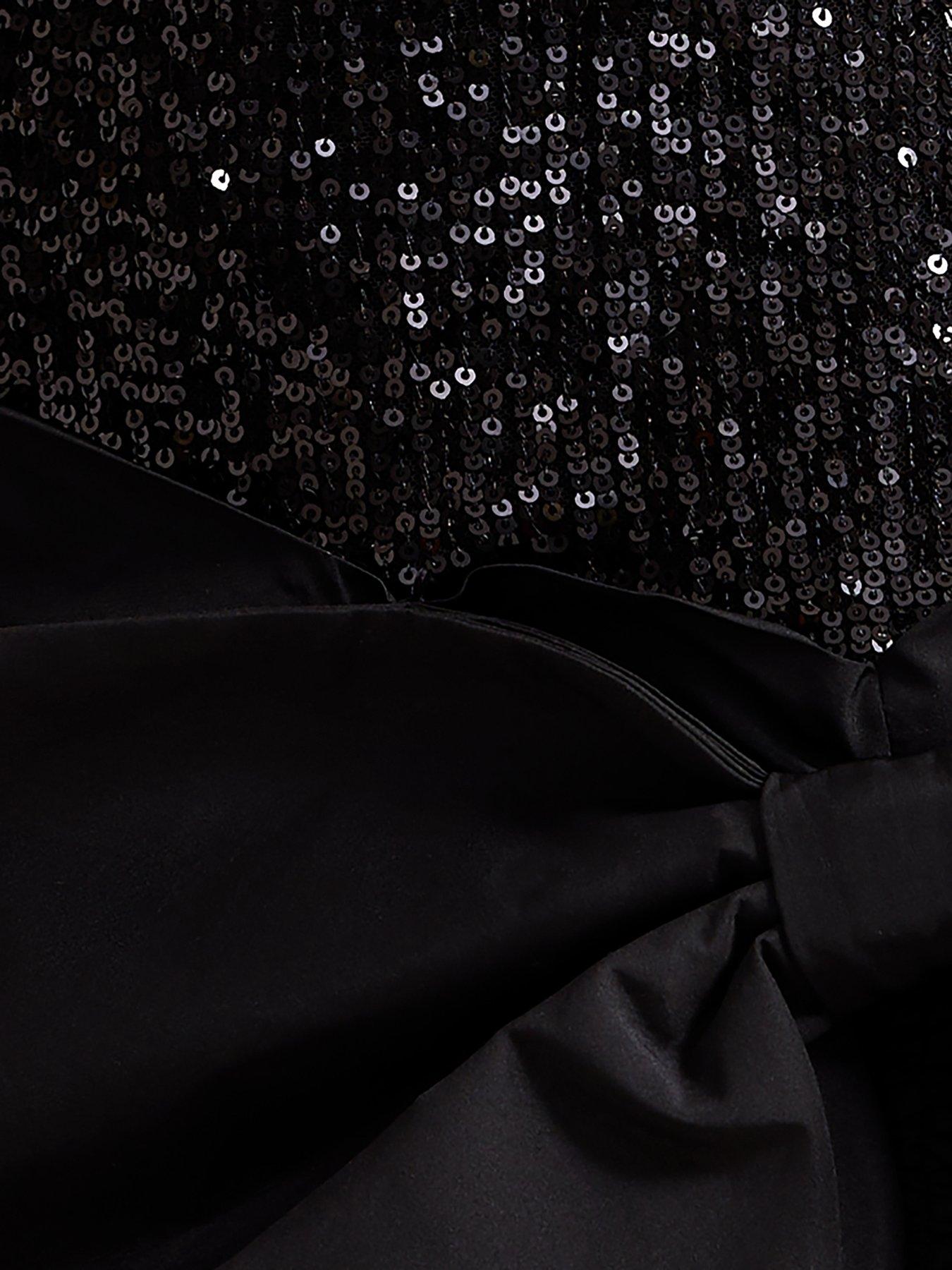  image of forever-new-dolly-sequin-bow-mini-dress-black