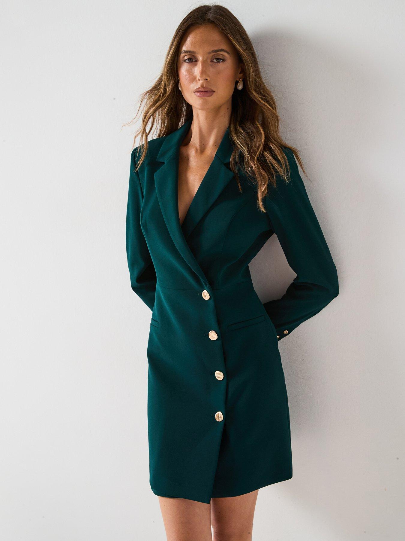 undefined Billie Wrap Blazer Dress - Green